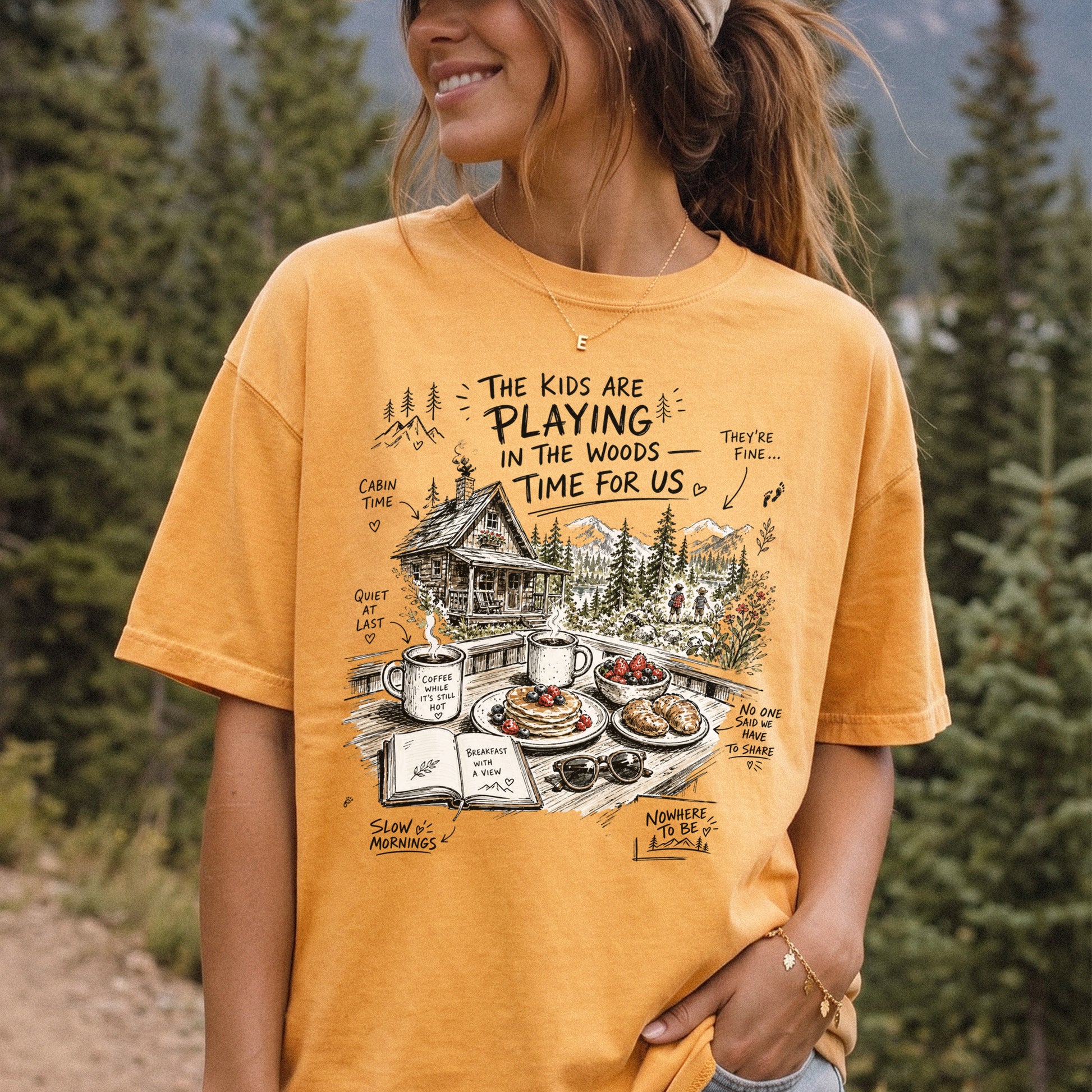 The Kids Are Playing in the Woods Comfort Colors Shirt – Cozy Cabin Morning Tee