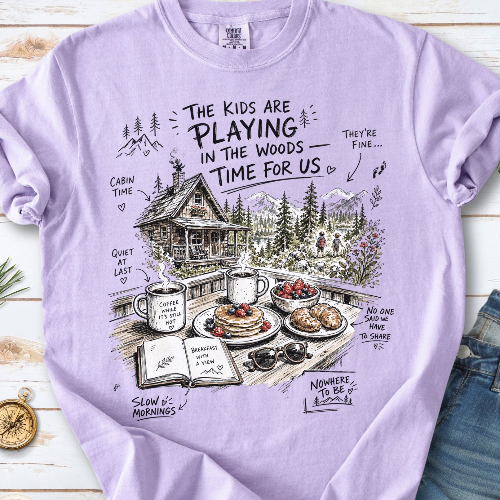The Kids Are Playing in the Woods Comfort Colors Shirt – Cozy Cabin Morning Tee
