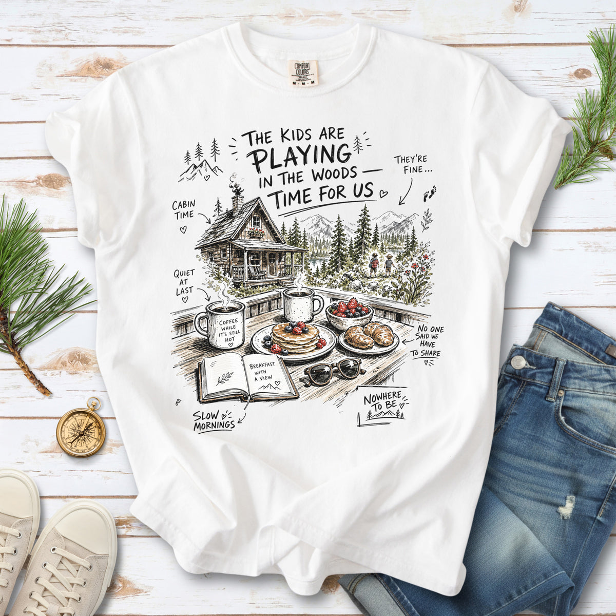 The Kids Are Playing in the Woods Comfort Colors Shirt – Cozy Cabin Morning Tee