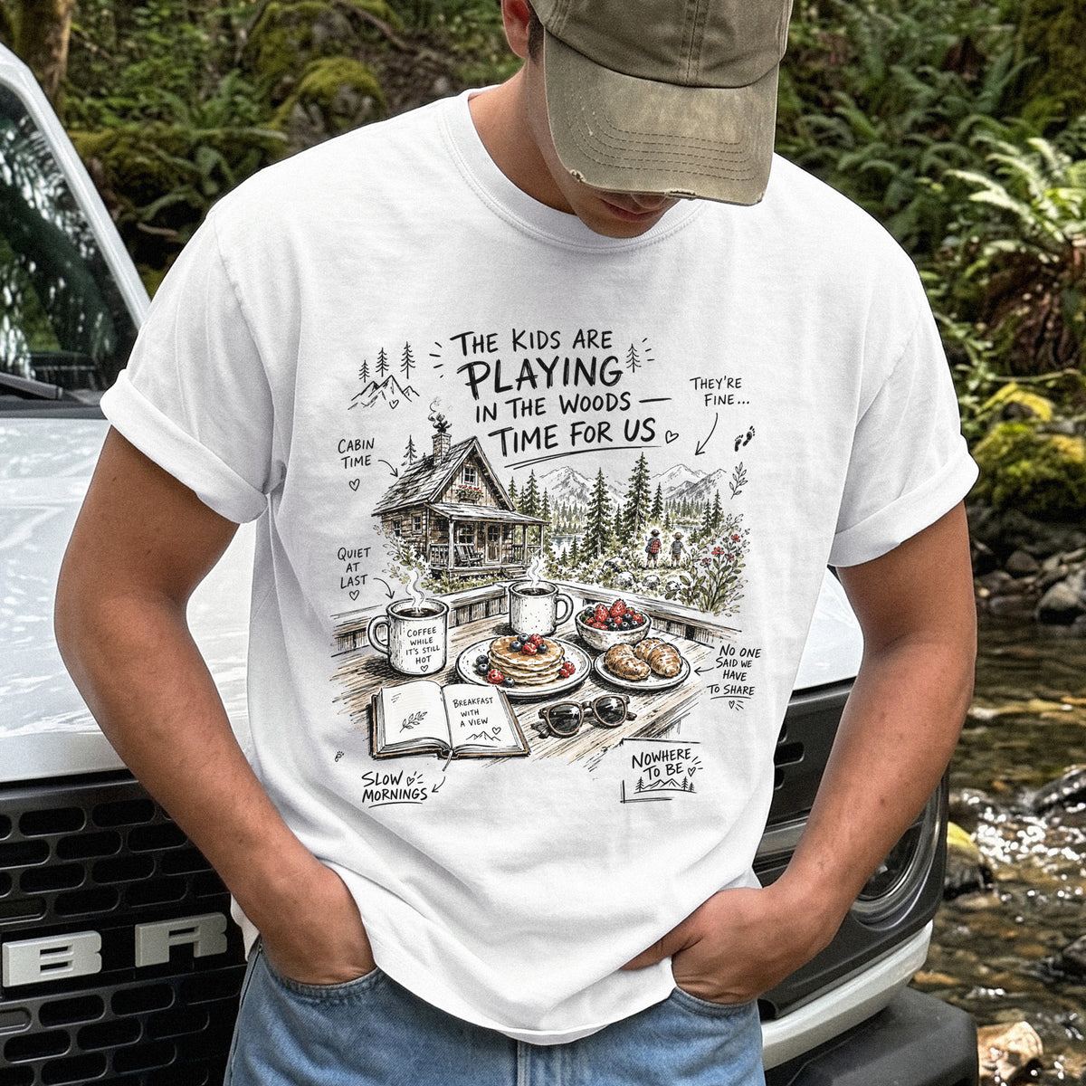 The Kids Are Playing in the Woods Comfort Colors Shirt – Cozy Cabin Morning Tee