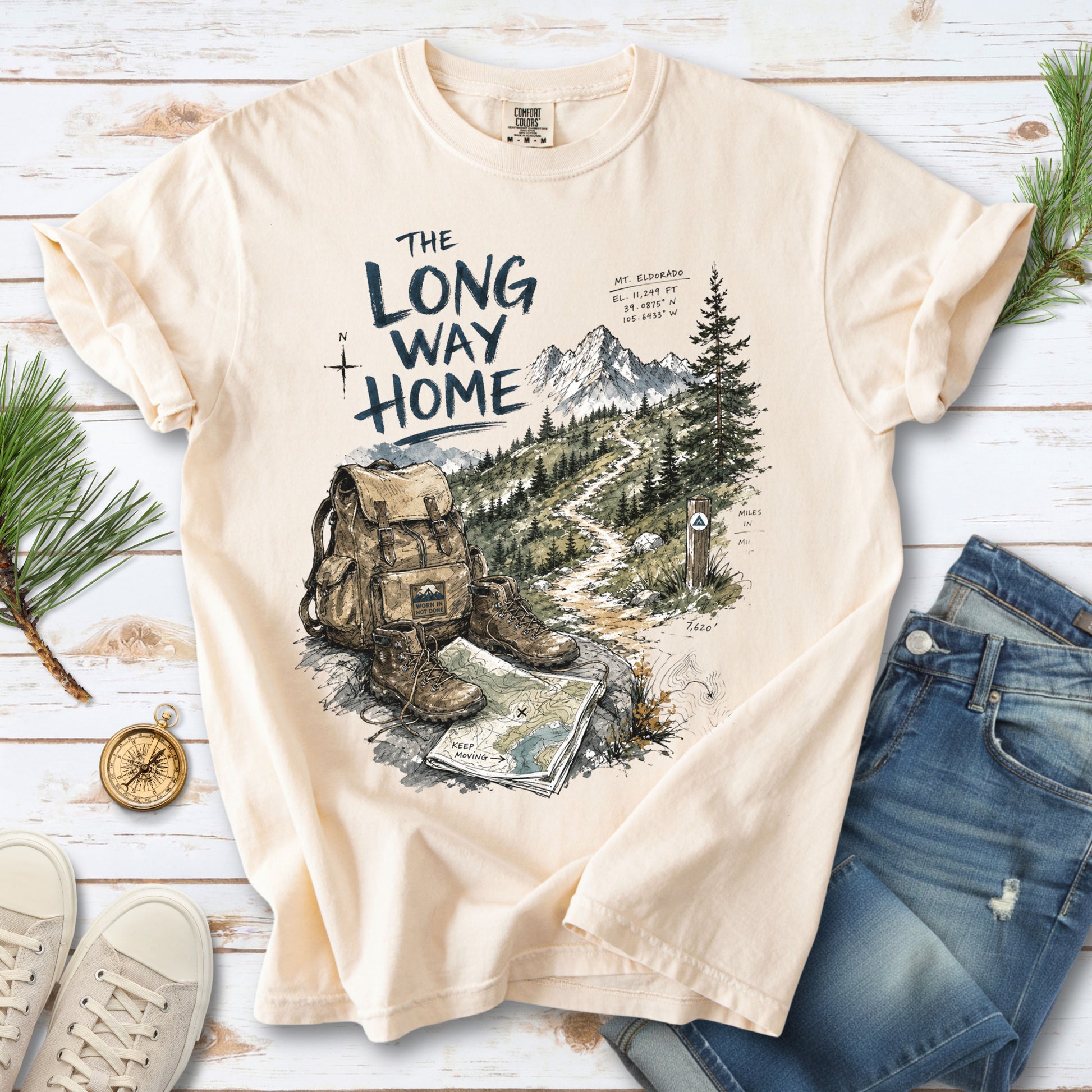 The Long Way Home Comfort Colors Shirt – Scenic Backpacking T-Shirt