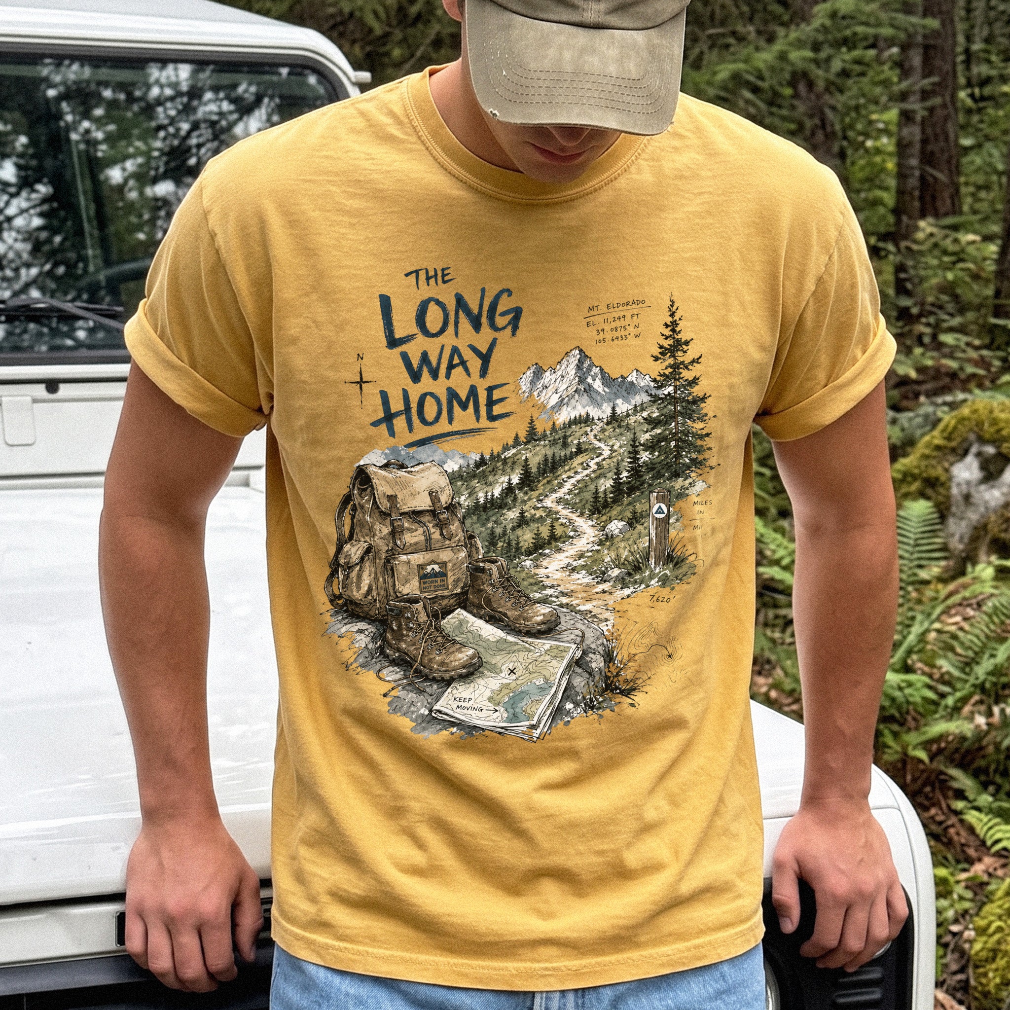 The Long Way Home Comfort Colors Shirt – Scenic Backpacking T-Shirt