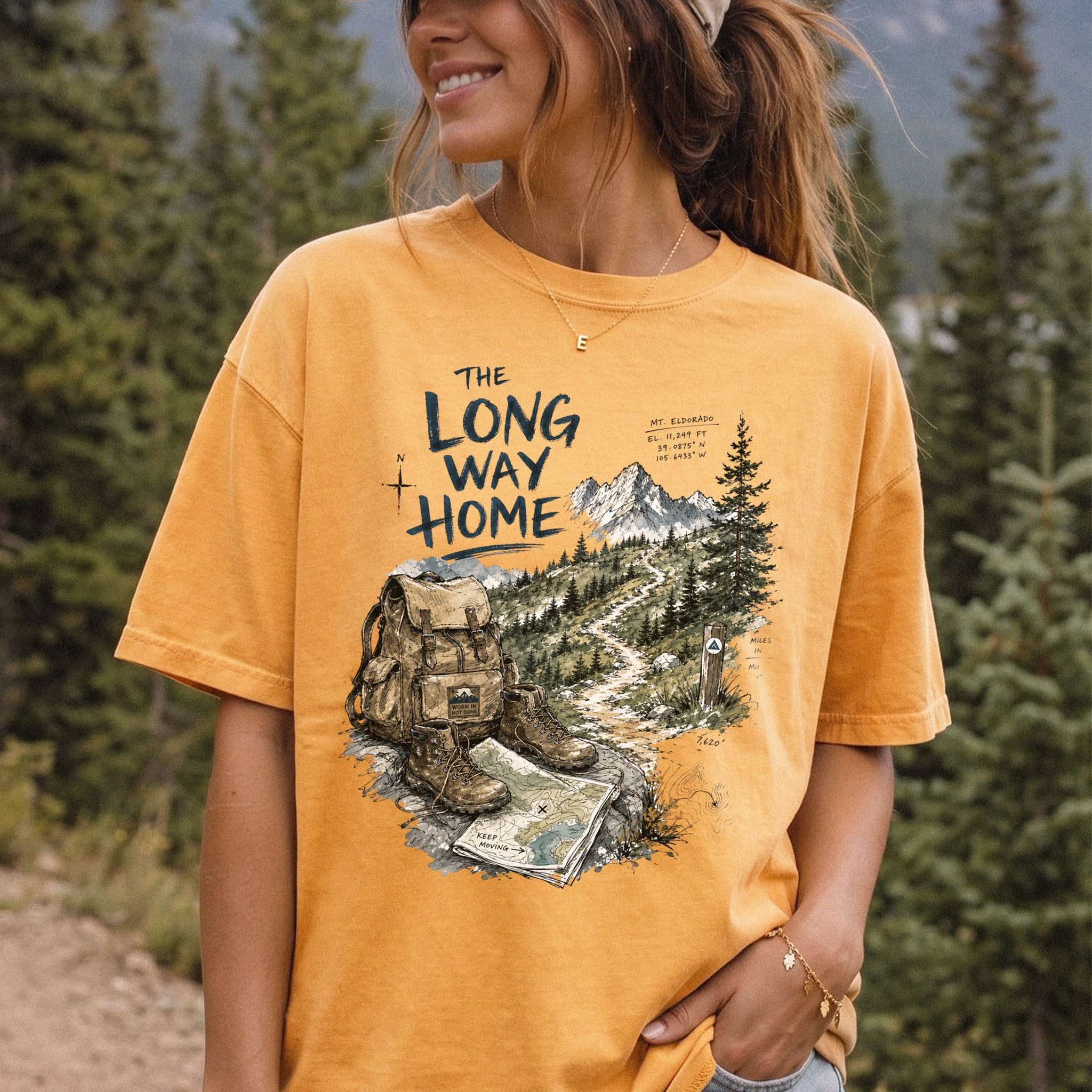 The Long Way Home Comfort Colors Shirt – Scenic Backpacking T-Shirt