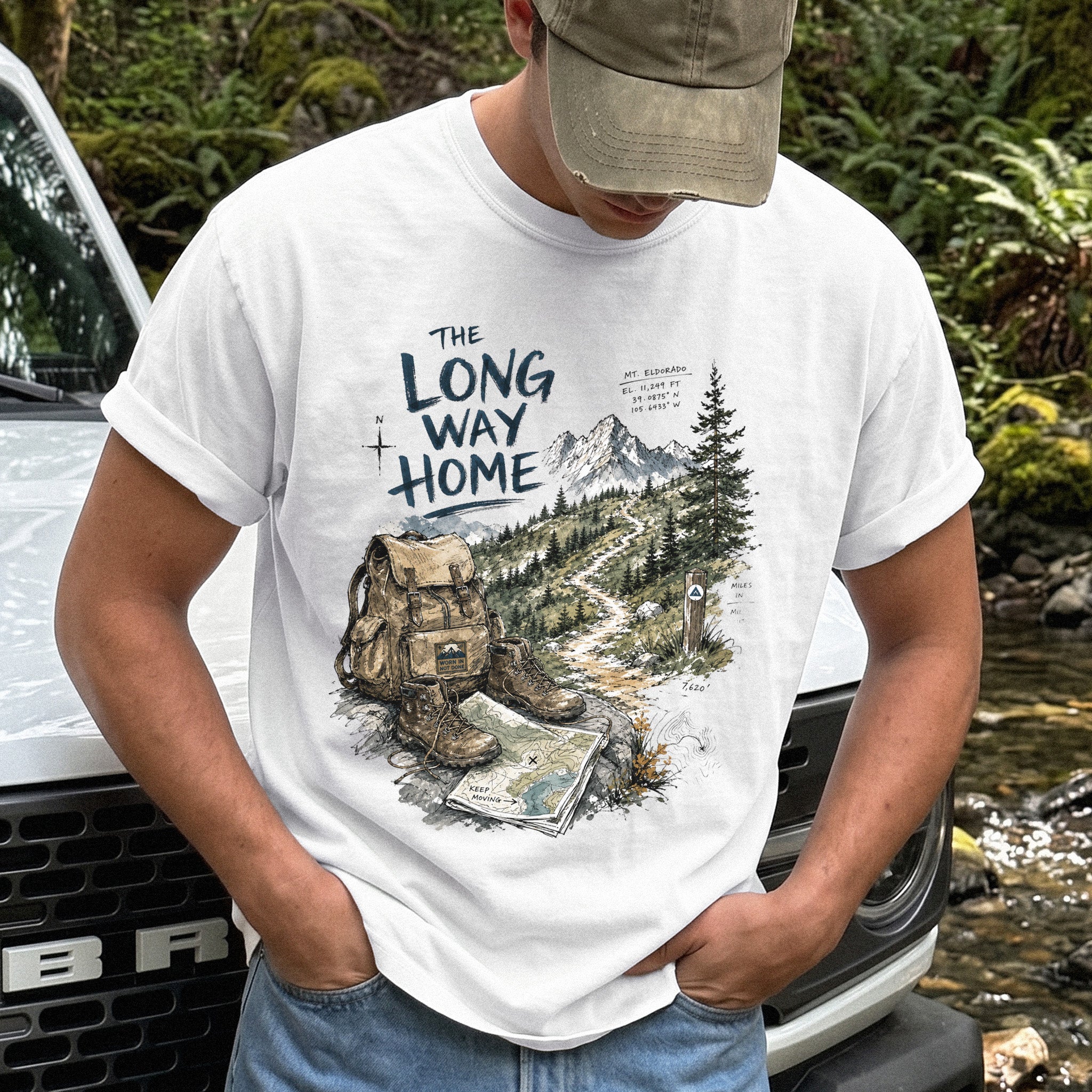 The Long Way Home Comfort Colors Shirt – Scenic Backpacking T-Shirt