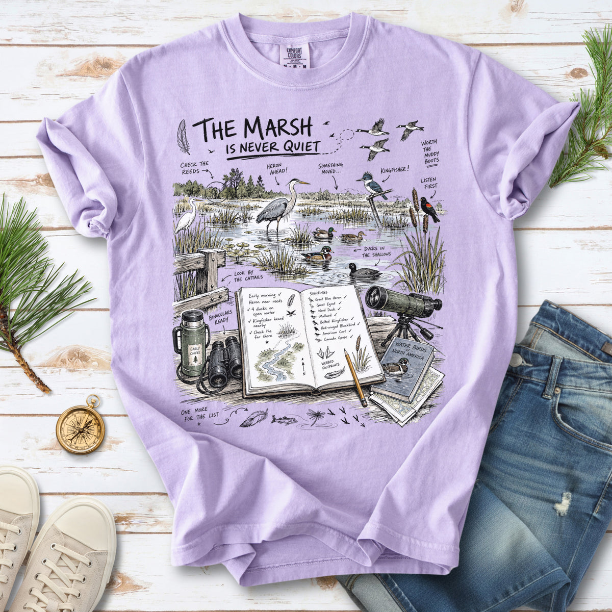 The Marsh Is Never Quiet Comfort Colors Shirt – Water Birds Tee