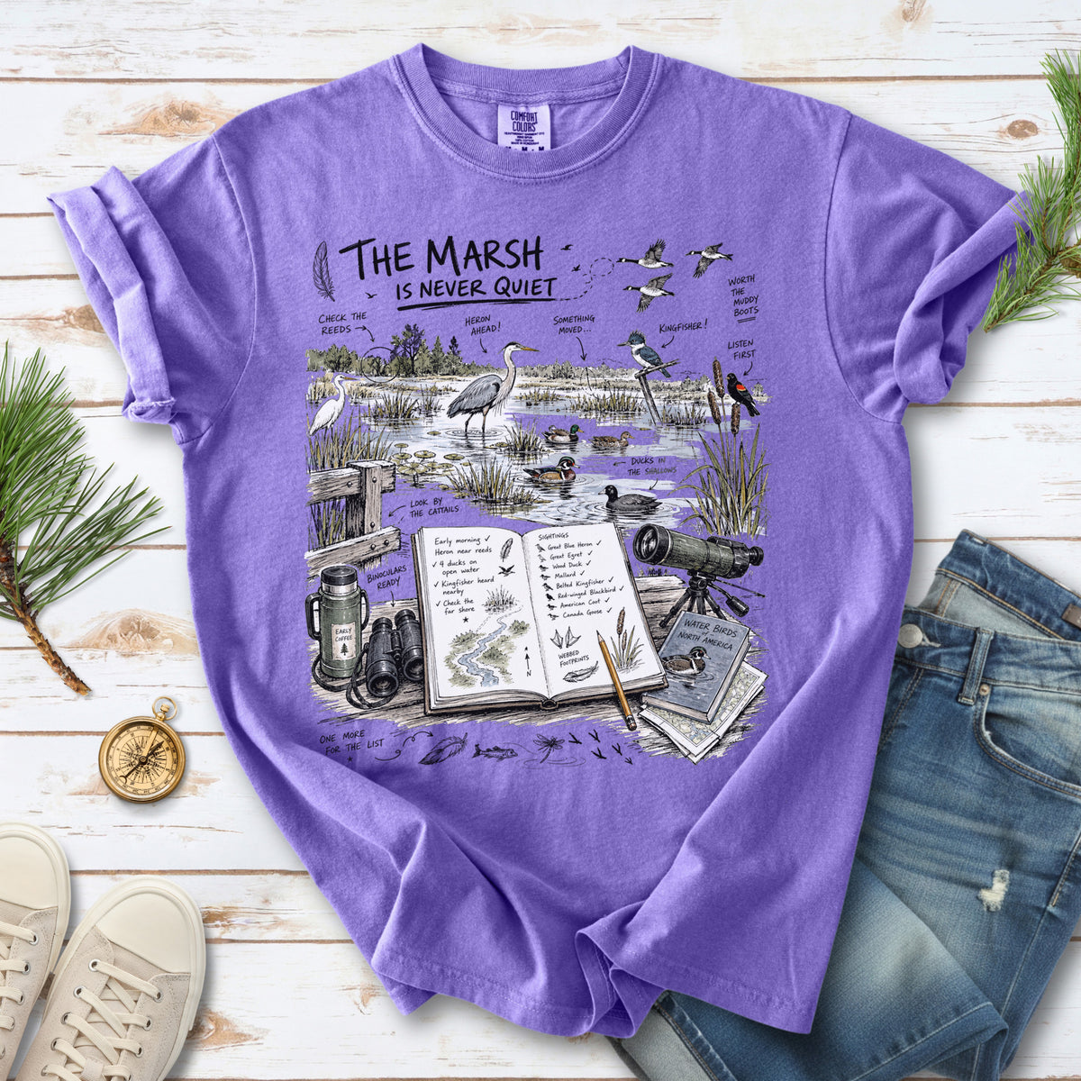 The Marsh Is Never Quiet Comfort Colors Shirt – Water Birds Tee