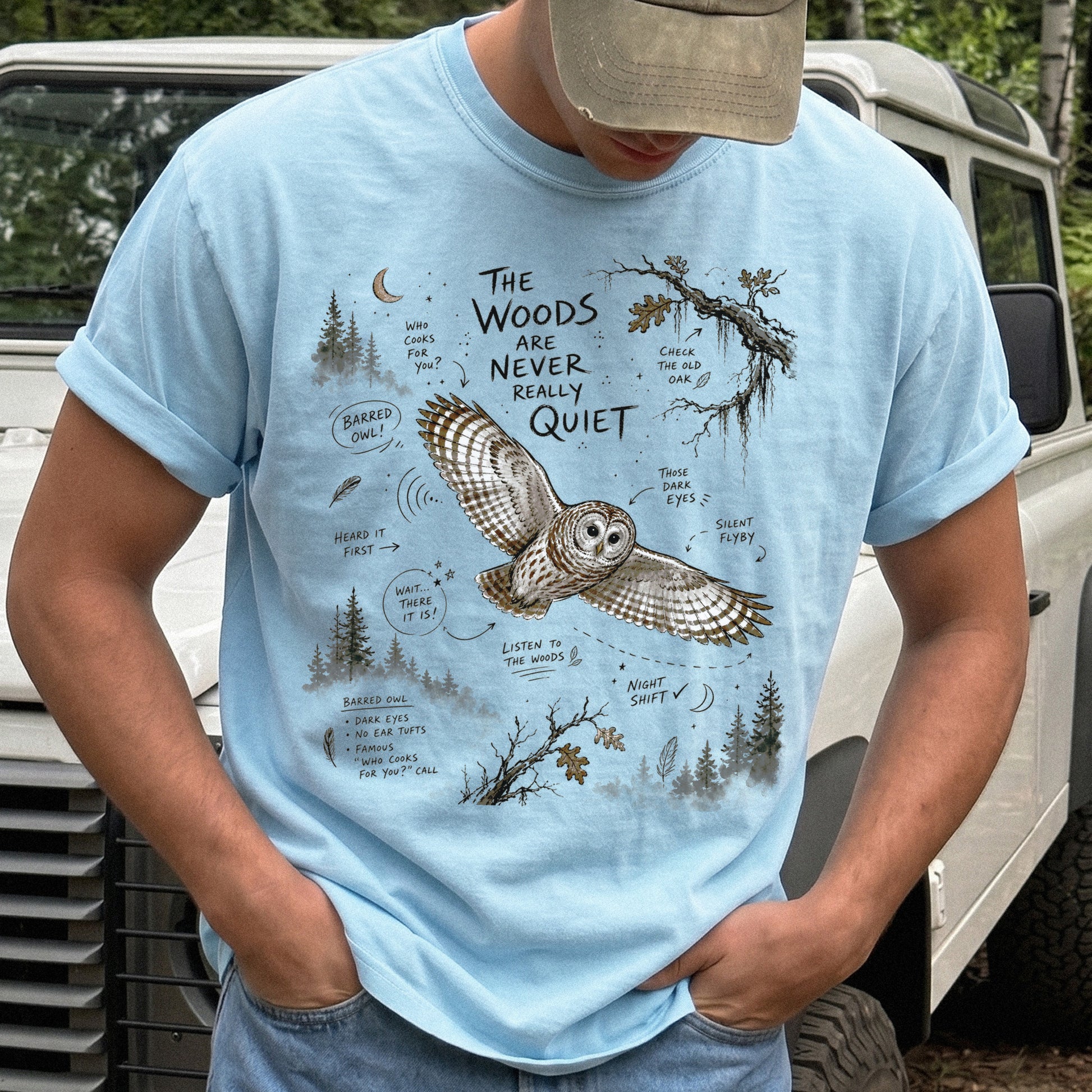 The Woods Are Never Really Quiet Comfort Colors Shirt – Barred Owl Tee