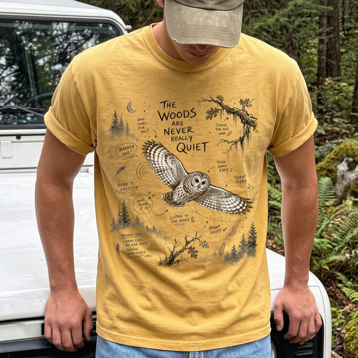 The Woods Are Never Really Quiet Comfort Colors Shirt – Barred Owl Tee