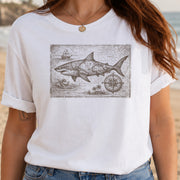 Great Ocean Shark Vintage Map Adventure T-Shirt
