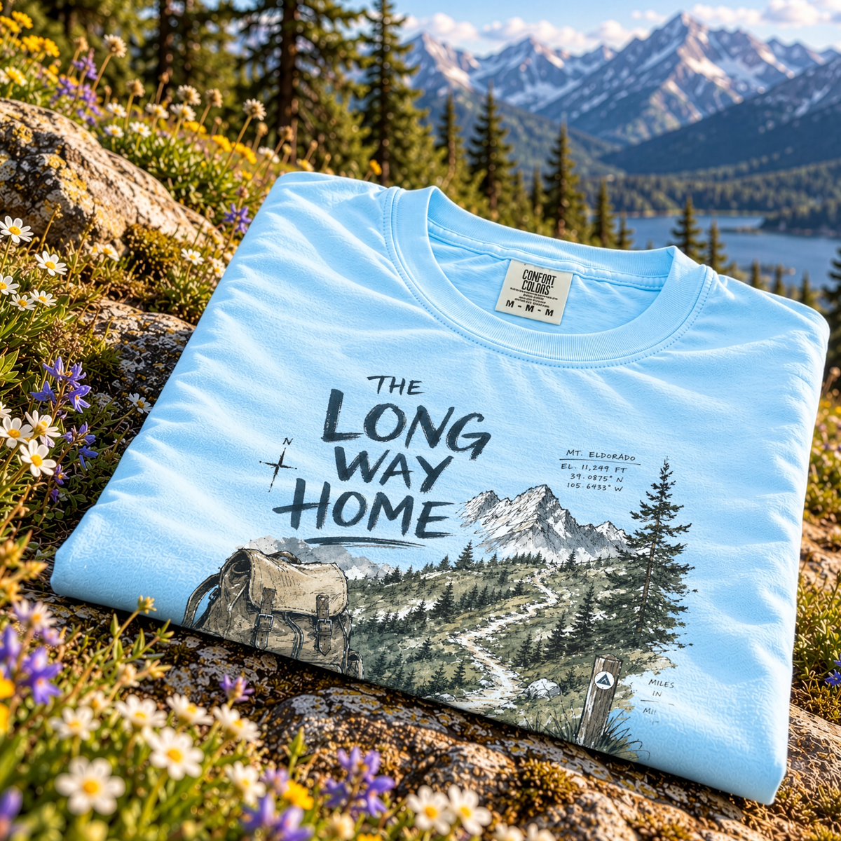 The Long Way Home Comfort Colors Shirt – Scenic Backpacking T-Shirt
