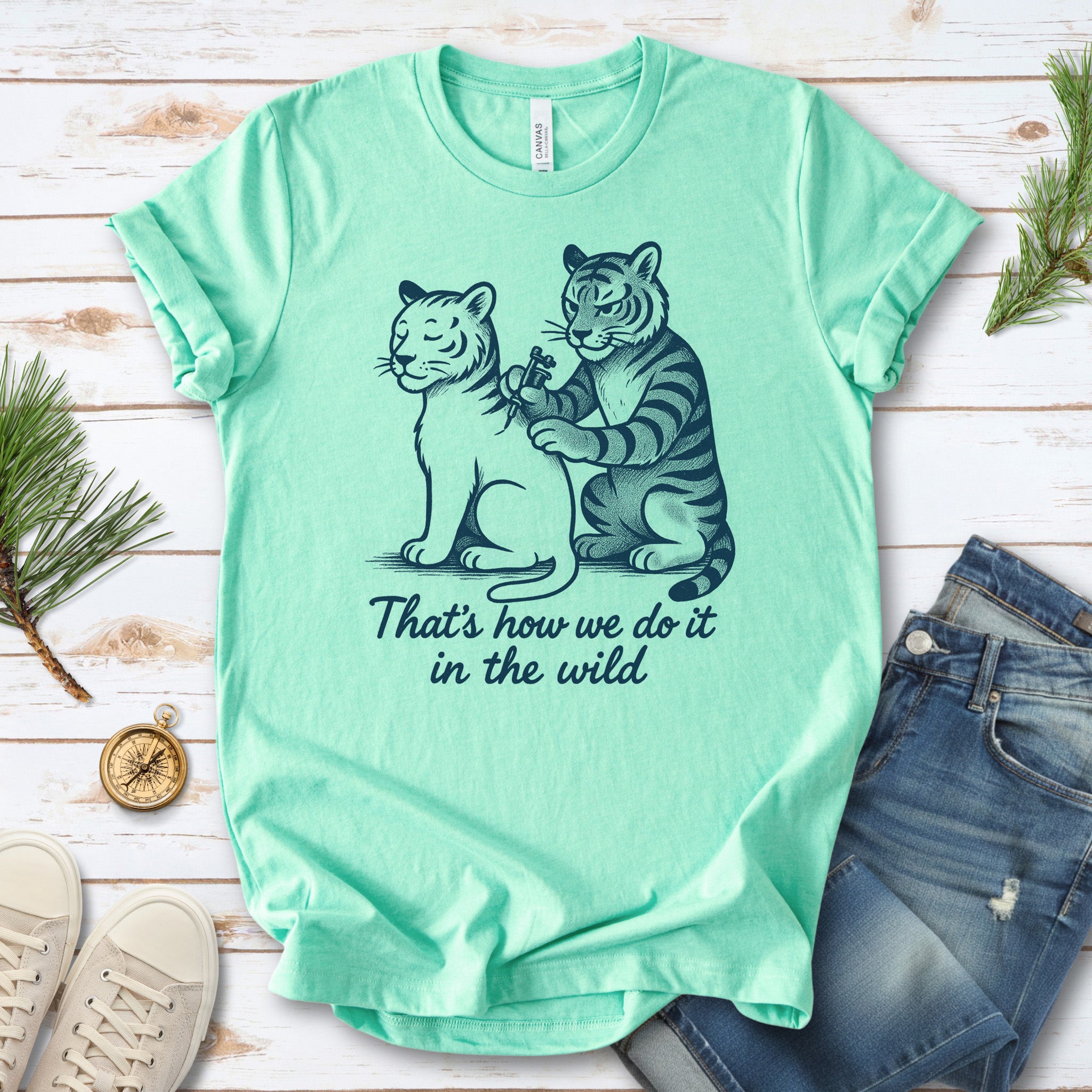 Tiger Tattoo T-Shirt – Funny Jungle Big Cat & Tattoo Artist Tee