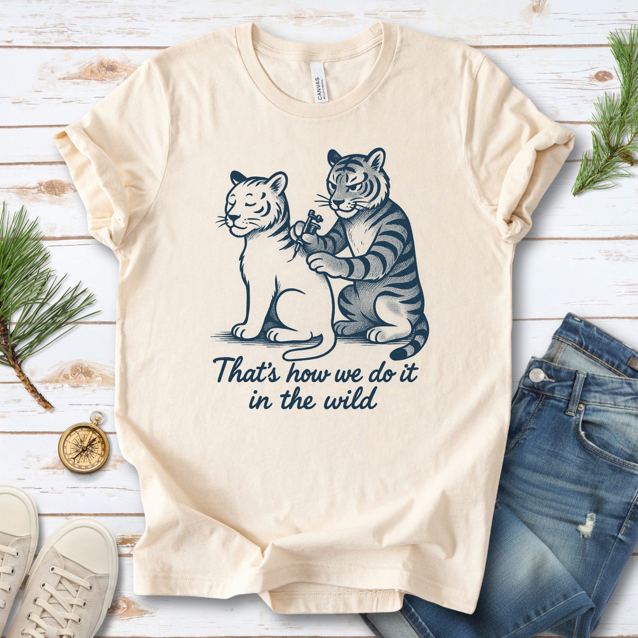Tiger Tattoo T-Shirt – Funny Jungle Big Cat & Tattoo Artist Tee