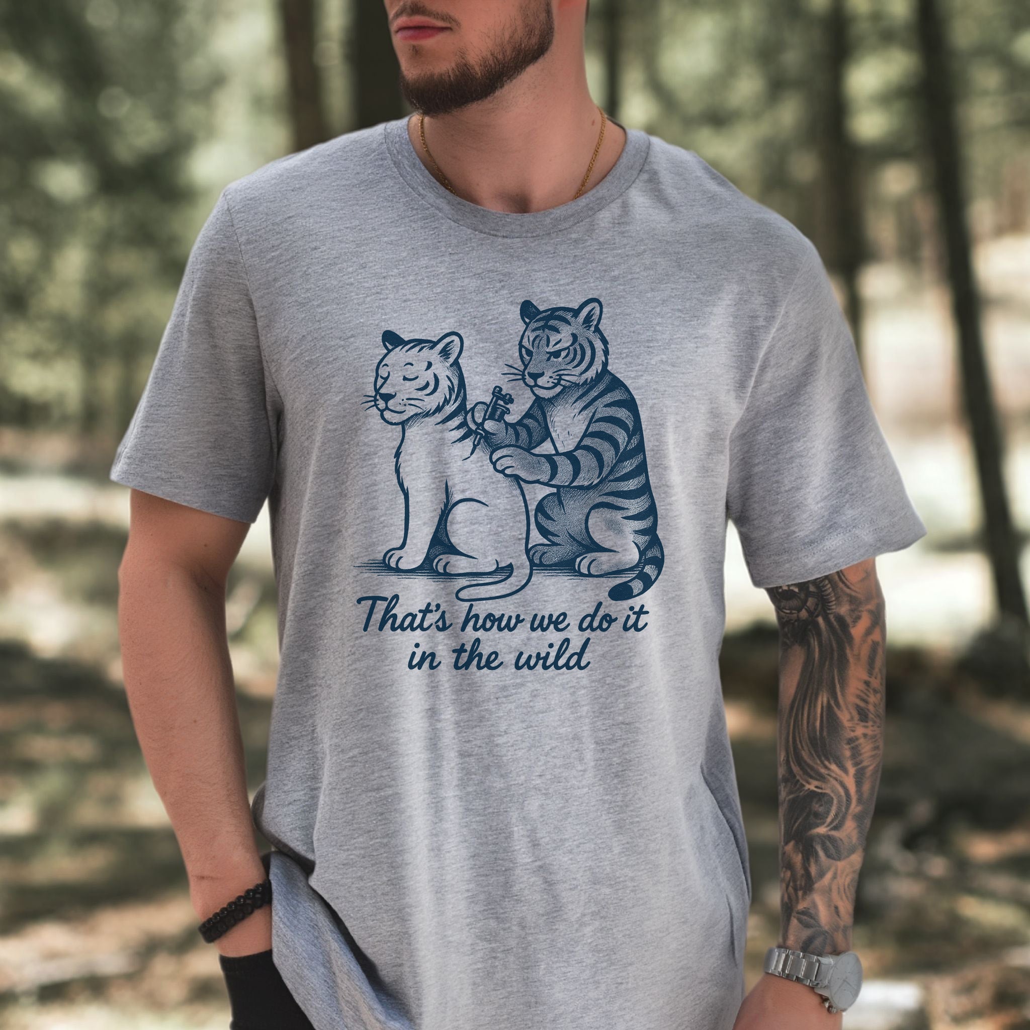 Tiger Tattoo T-Shirt – Funny Jungle Big Cat & Tattoo Artist Tee