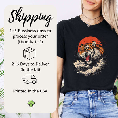 Roaring Tiger Waves T-Shirt – Colorful Japanese Style Animal Shirt