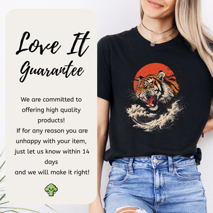 Roaring Tiger Waves T-Shirt – Colorful Japanese Style Animal Shirt