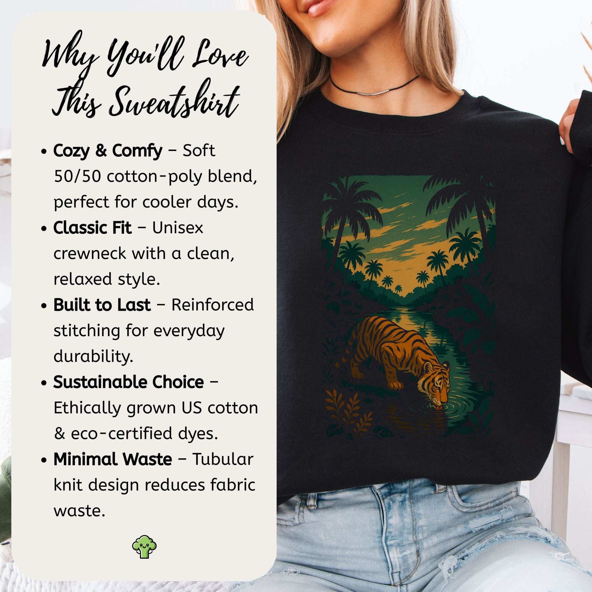 Tiger Spirit Animal Sweatshirt – Jungle Strength & Stillness Gift