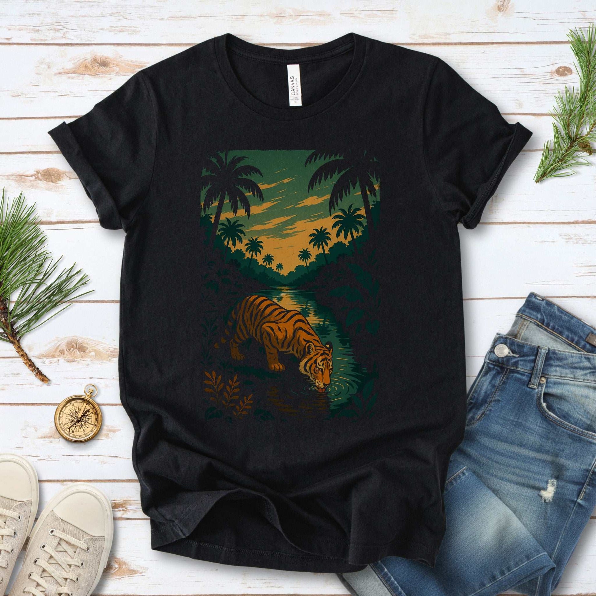 Tiger by Jungle River T-Shirt – Spirit Animal of Strength and Stillness