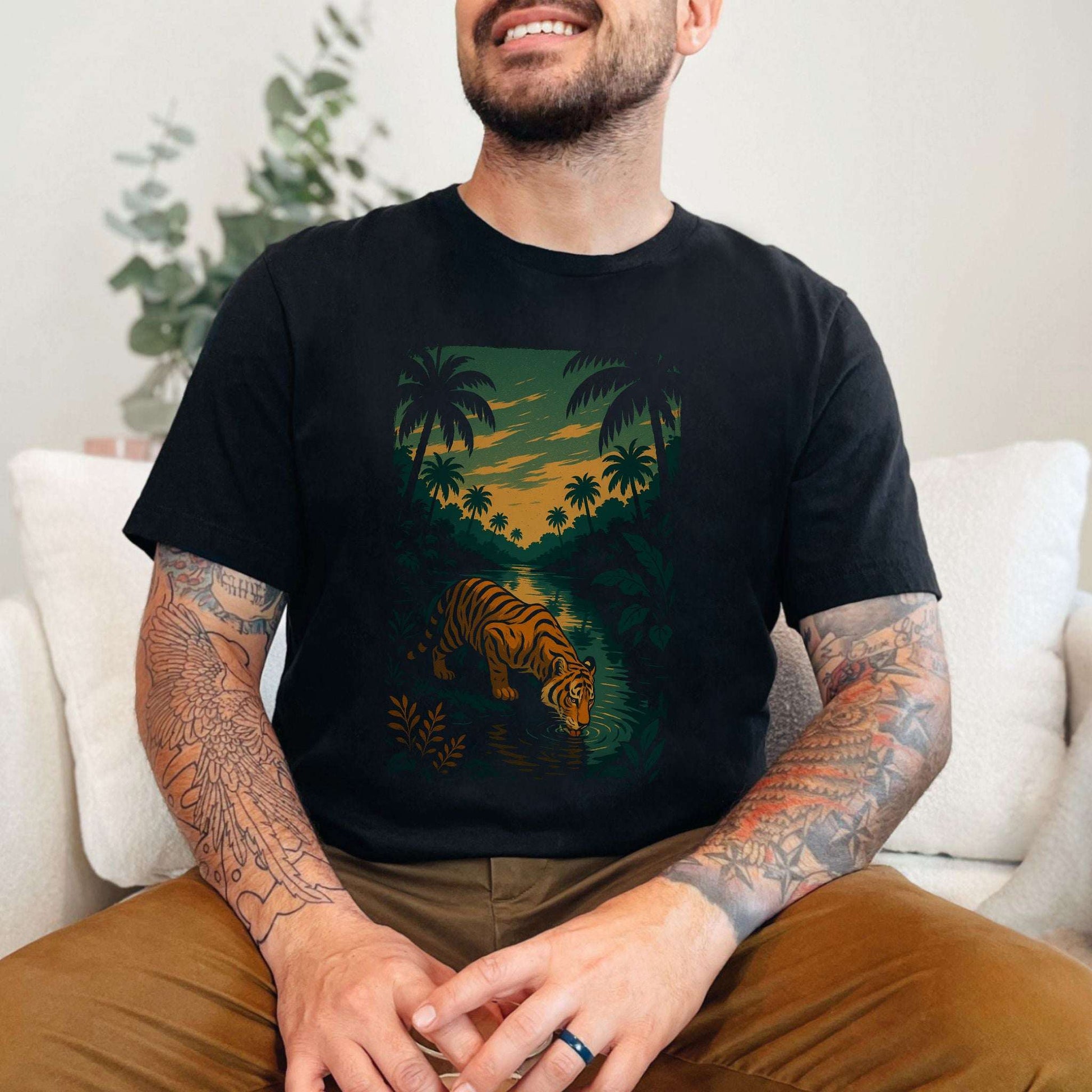 Tiger by Jungle River T-Shirt – Spirit Animal of Strength and Stillness