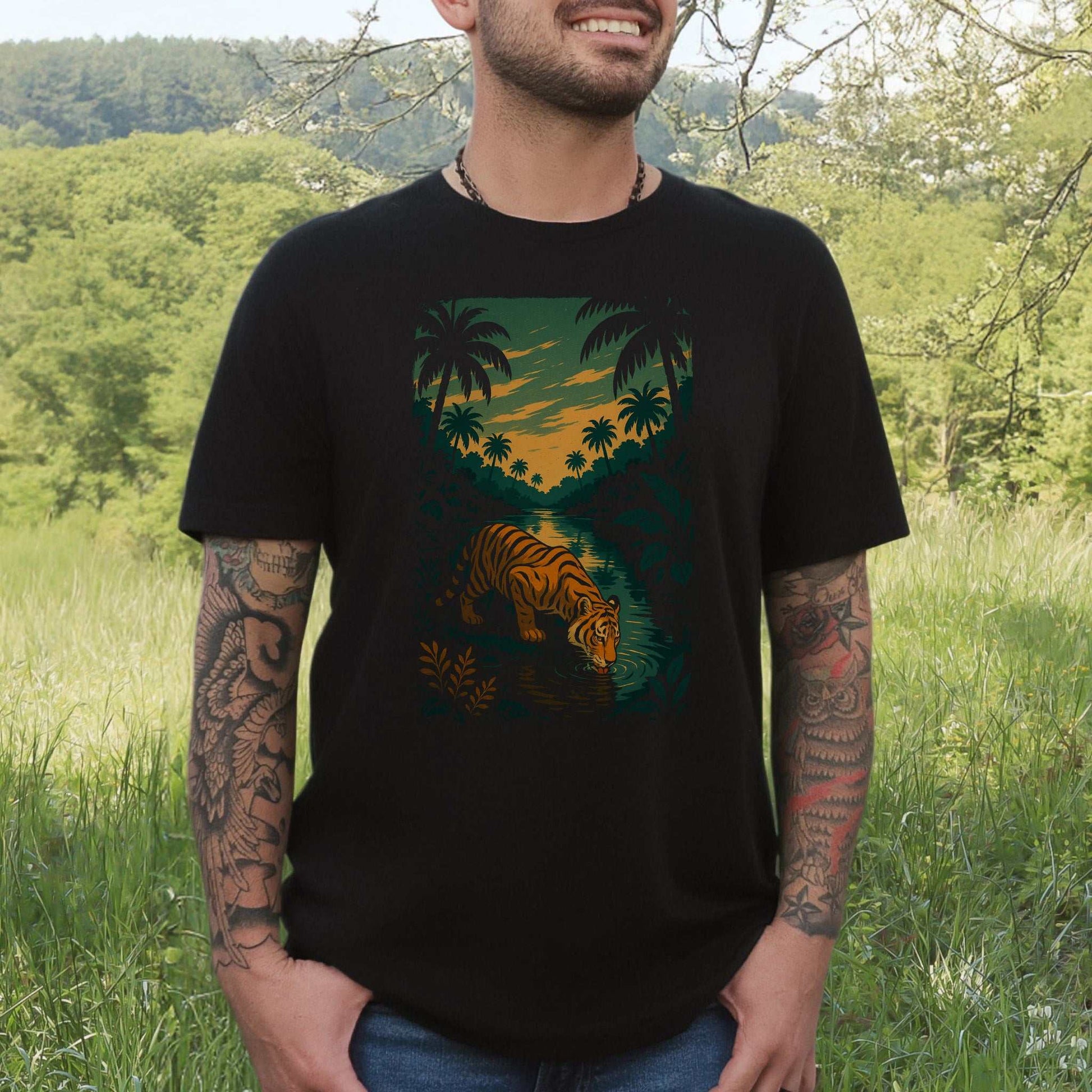 Tiger by Jungle River T-Shirt – Spirit Animal of Strength and Stillness