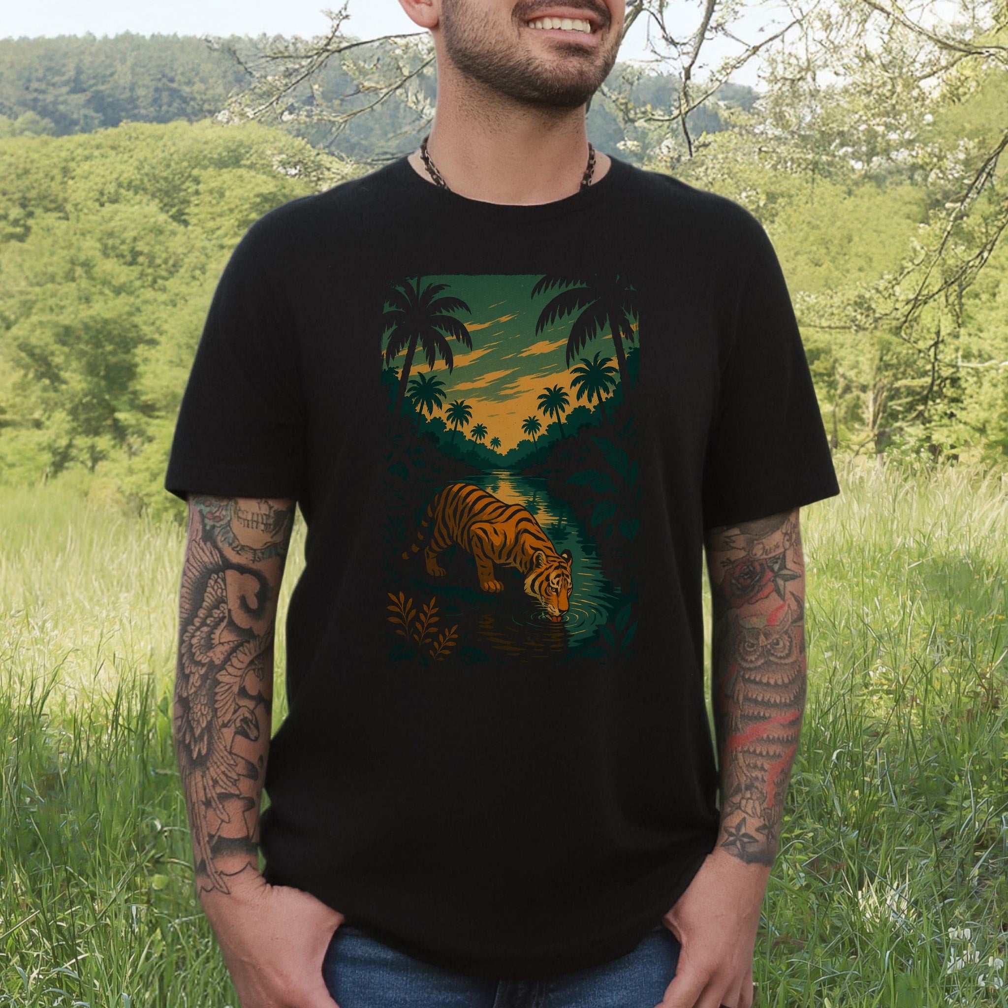 Tiger by Jungle River T-Shirt – Spirit Animal of Strength and Stillness