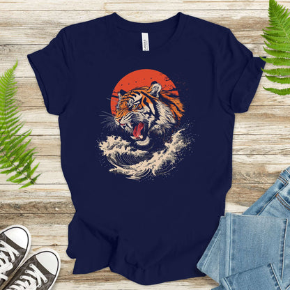 Roaring Tiger Waves T-Shirt – Colorful Japanese Style Animal Shirt