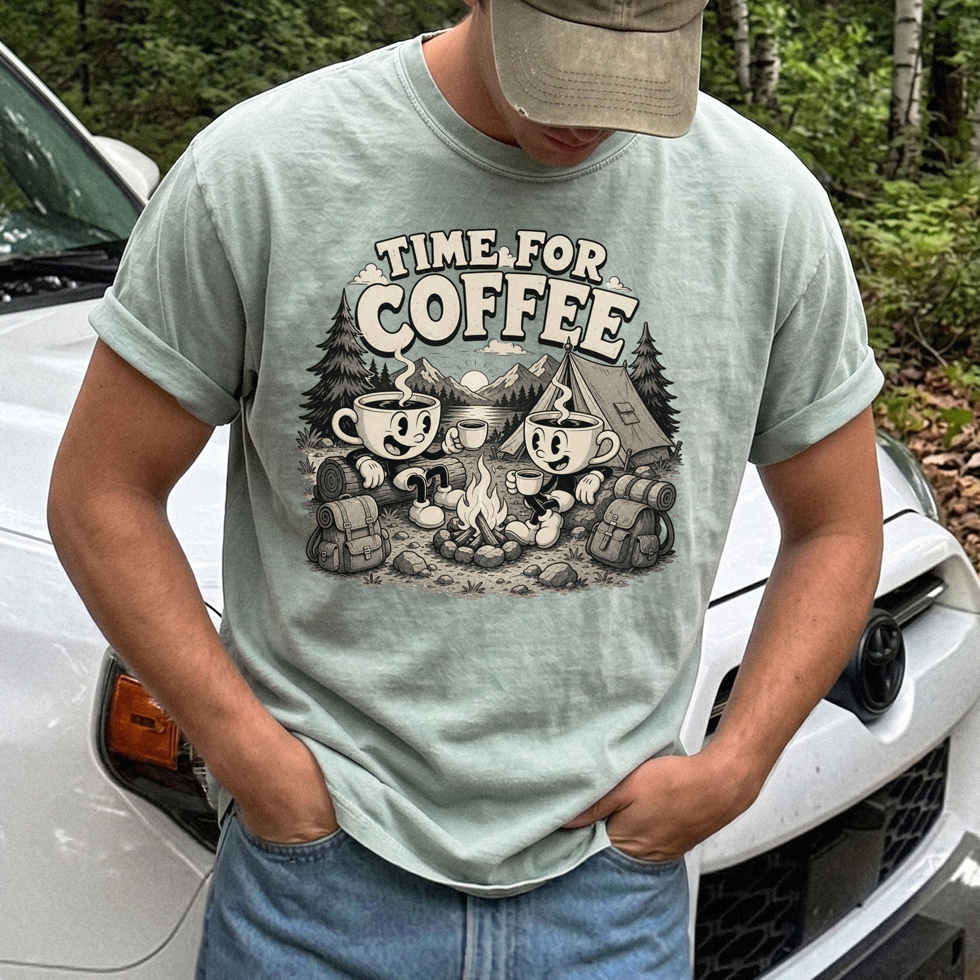 Time for Coffee Comfort Colors Shirt – Camping Coffee Tee