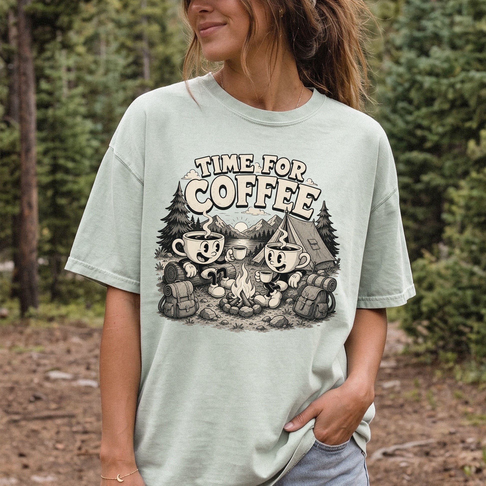 Time for Coffee Comfort Colors Shirt – Camping Coffee Tee