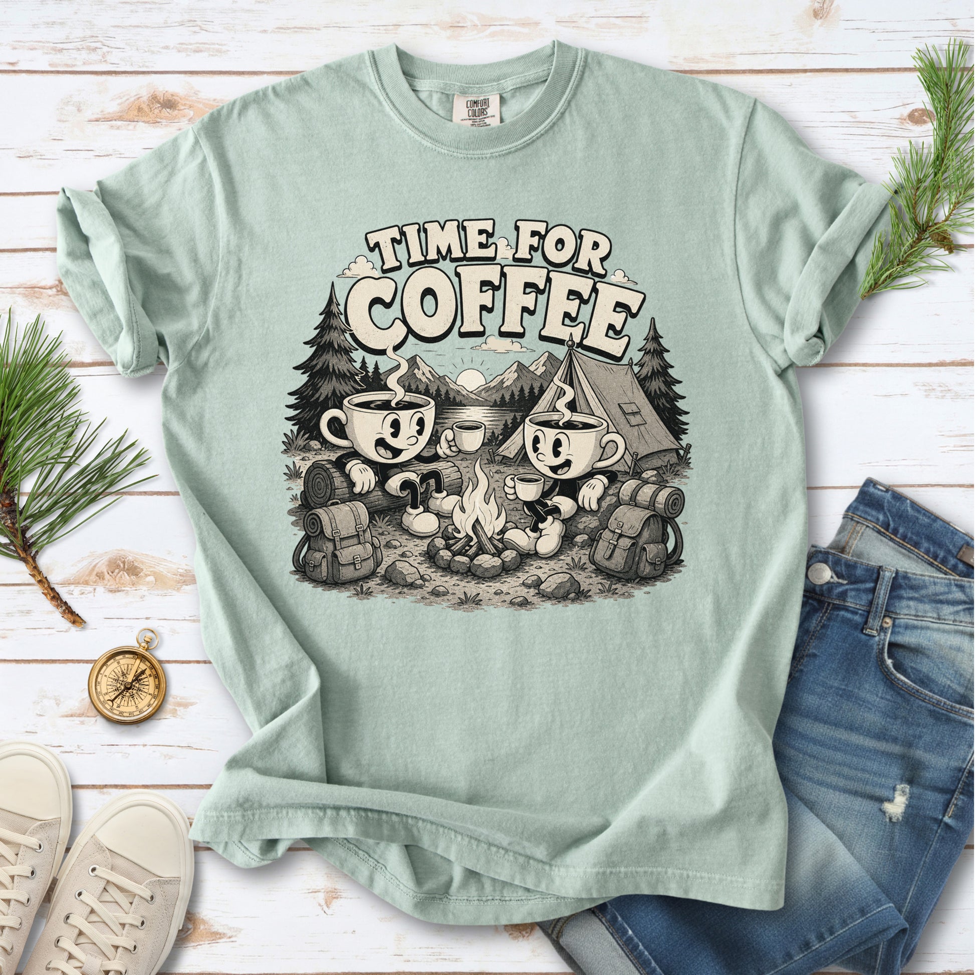 Time for Coffee Comfort Colors Shirt – Camping Coffee Tee
