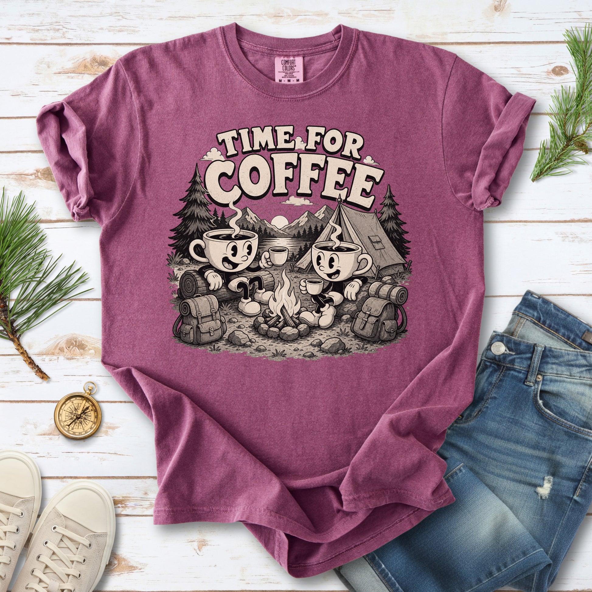 Time for Coffee Comfort Colors Shirt – Camping Coffee Tee