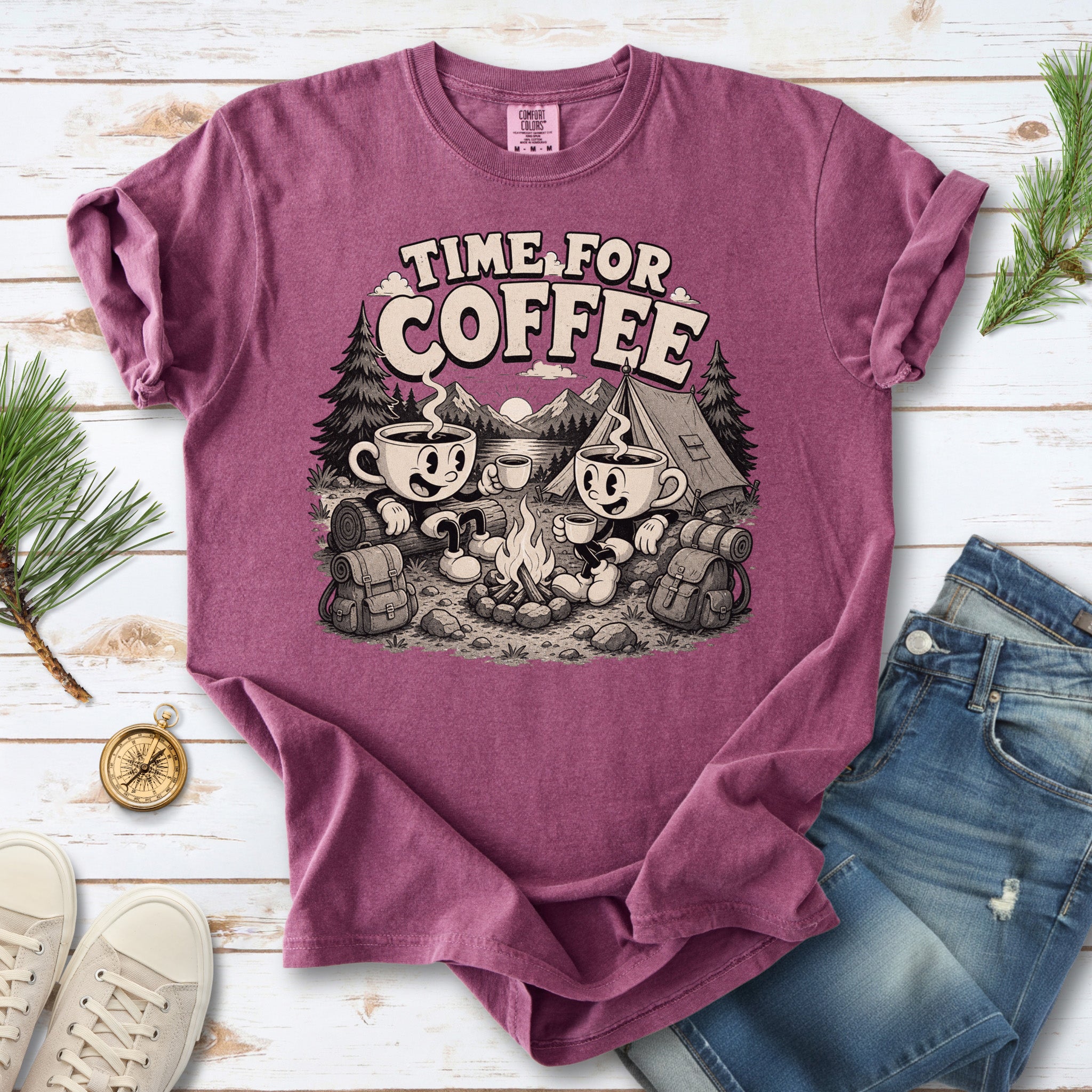 Time for Coffee Comfort Colors Shirt – Camping Coffee Tee