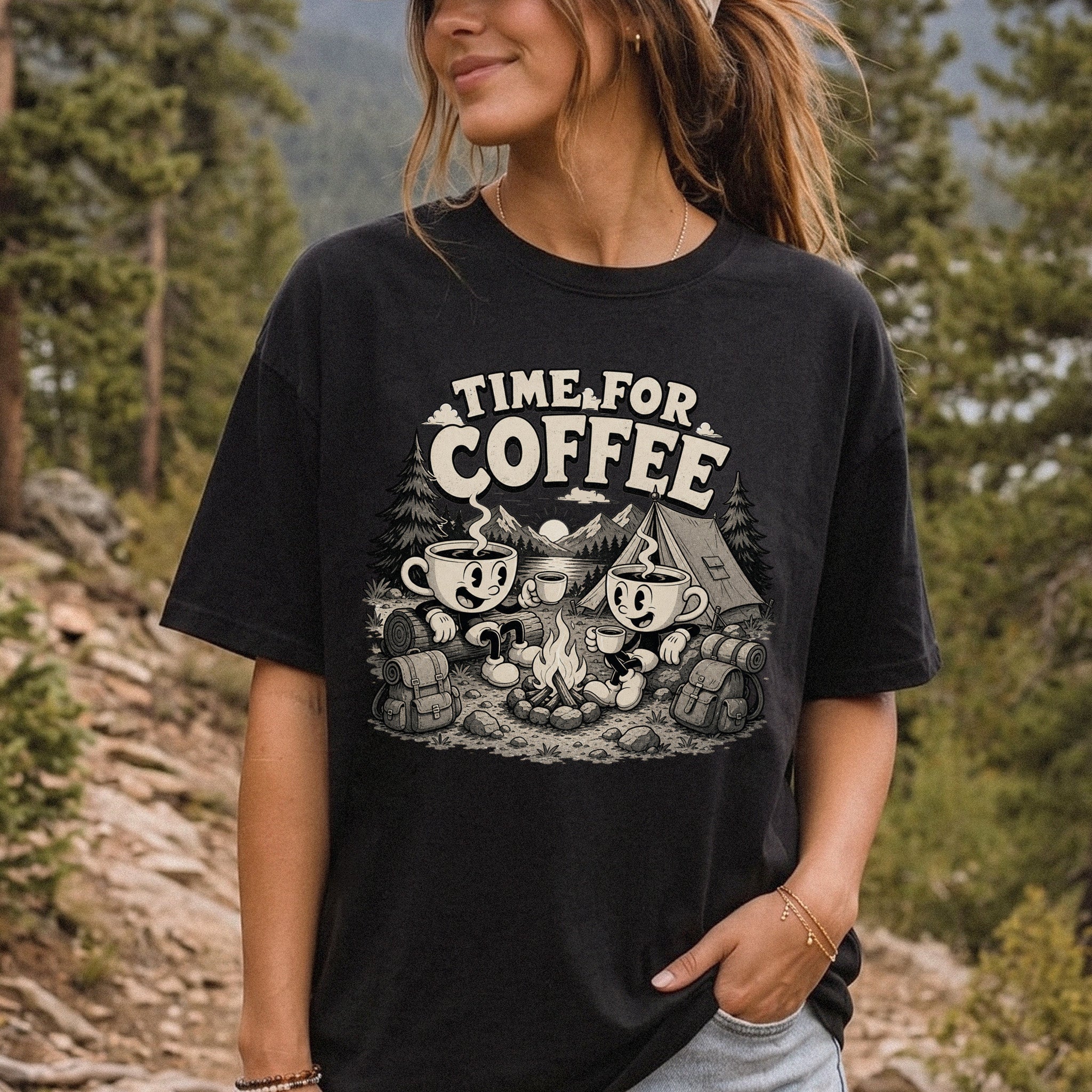 Time for Coffee Comfort Colors Shirt – Camping Coffee Tee