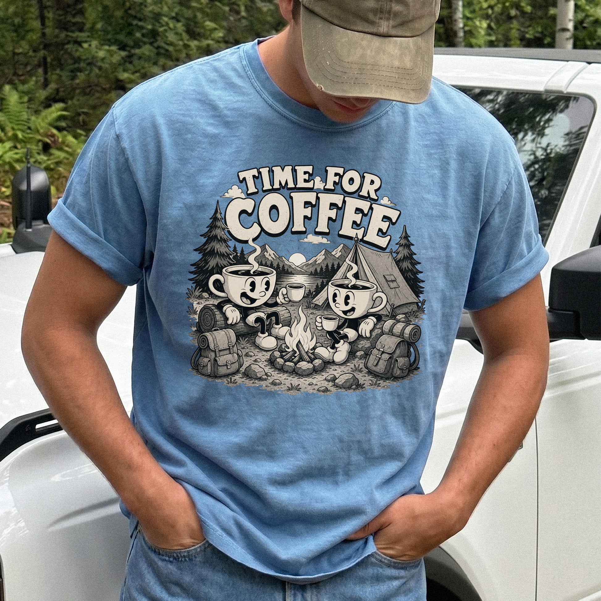 Time for Coffee Comfort Colors Shirt – Camping Coffee Tee