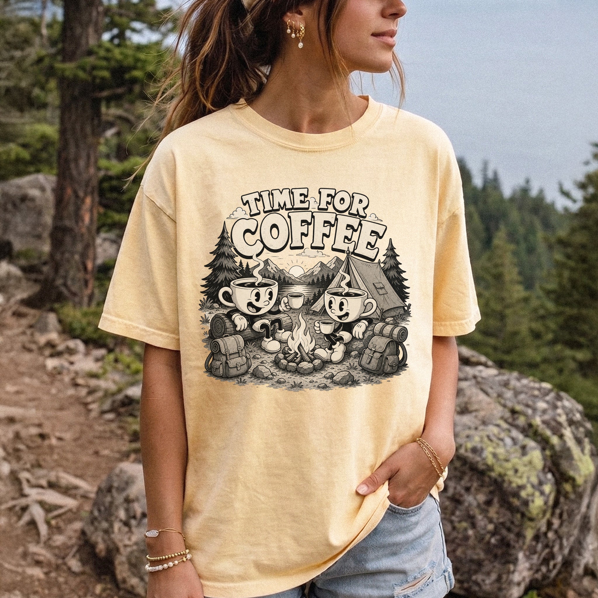 Time for Coffee Comfort Colors Shirt – Camping Coffee Tee