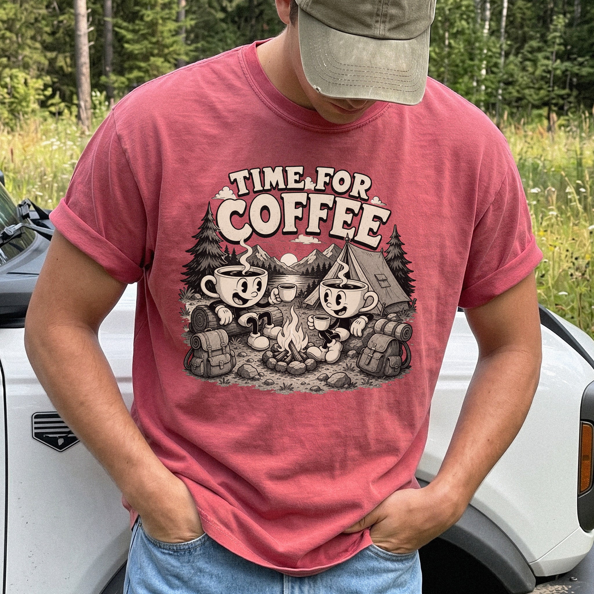 Time for Coffee Comfort Colors Shirt – Camping Coffee Tee