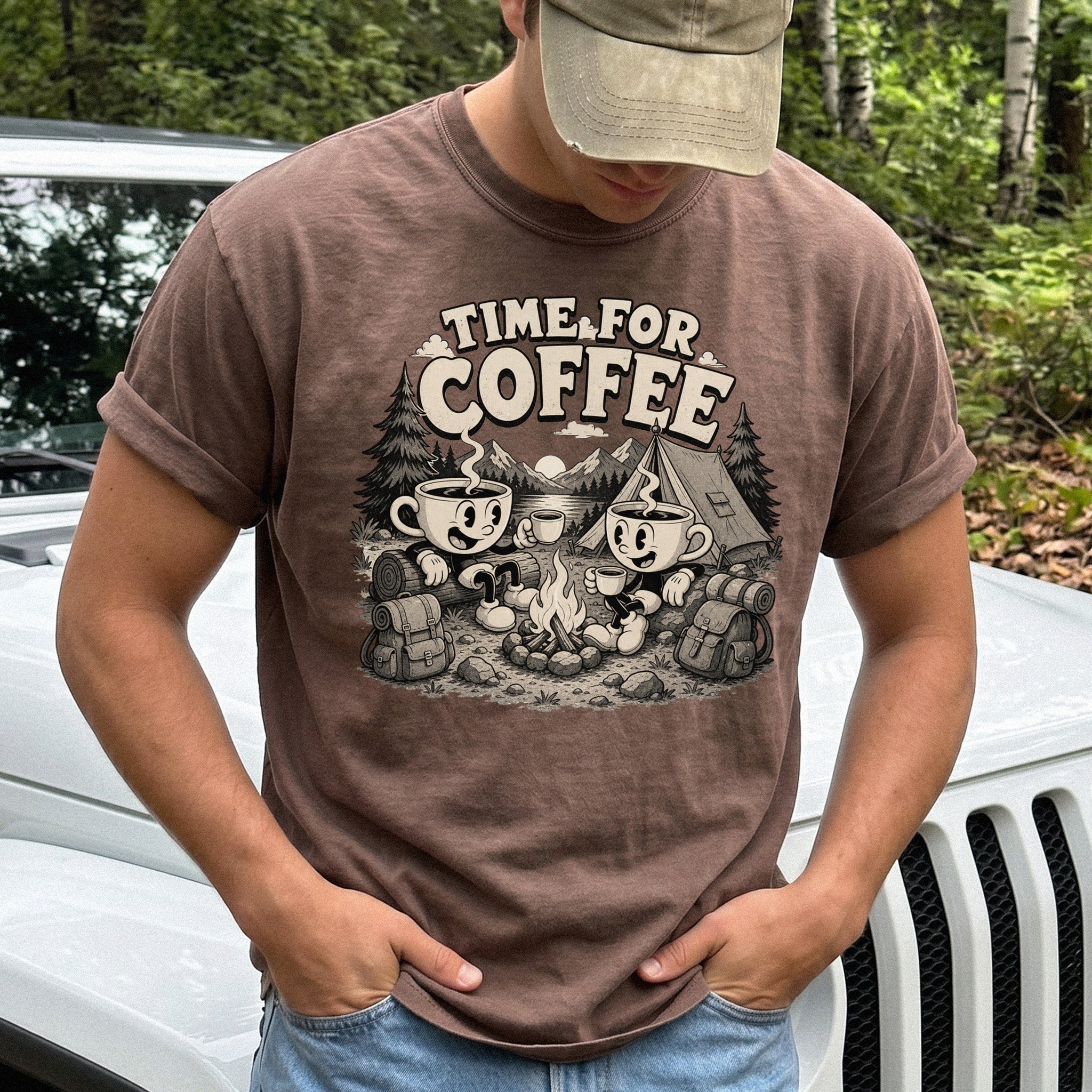 Time for Coffee Comfort Colors Shirt – Camping Coffee Tee
