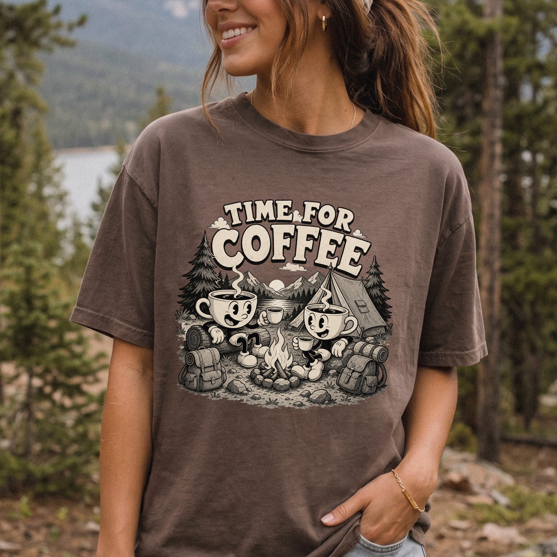 Time for Coffee Comfort Colors Shirt – Camping Coffee Tee