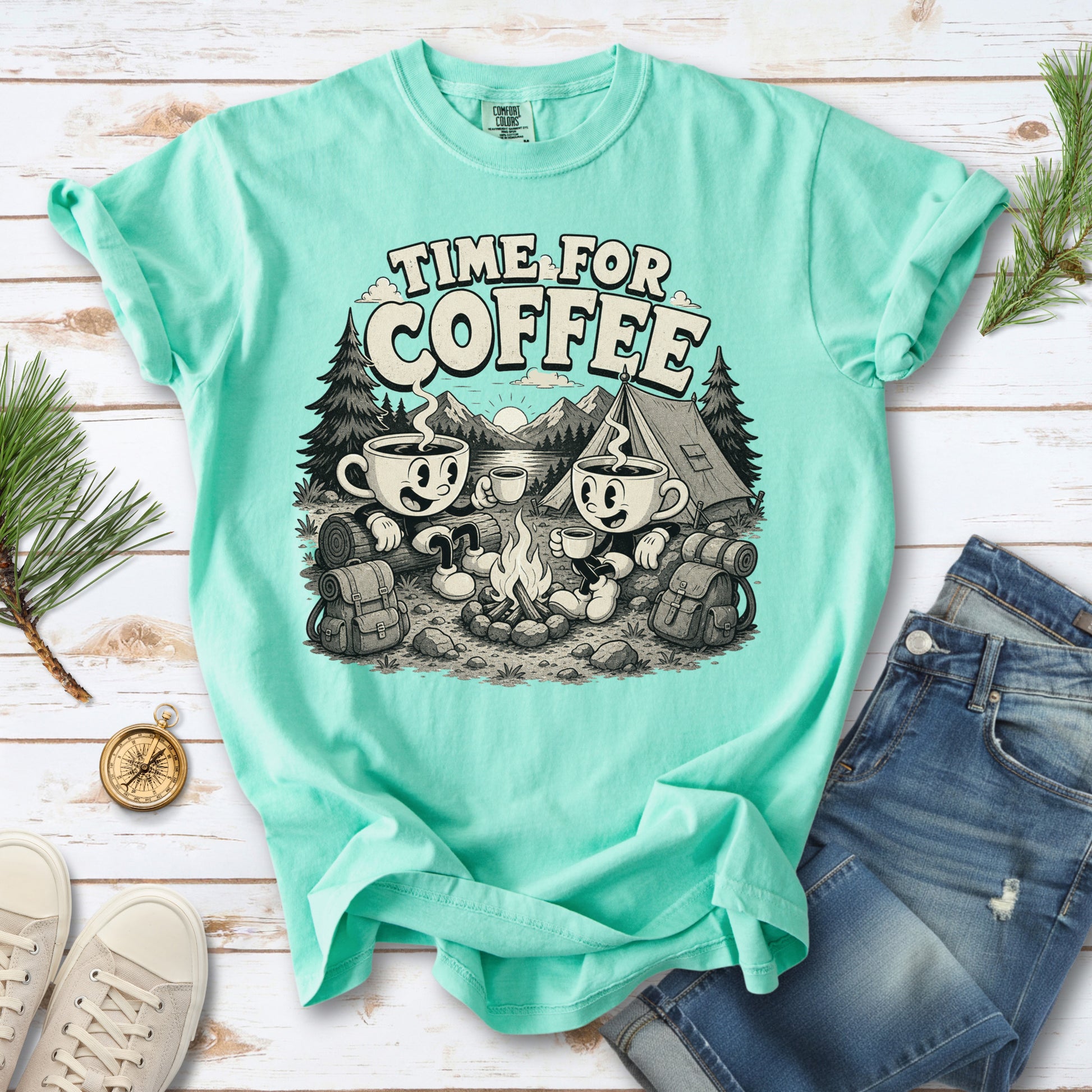 Time for Coffee Comfort Colors Shirt – Camping Coffee Tee
