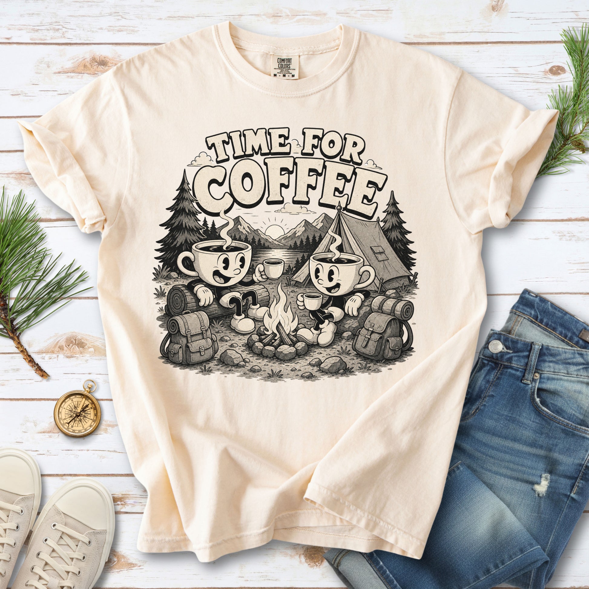 Time for Coffee Comfort Colors Shirt – Camping Coffee Tee