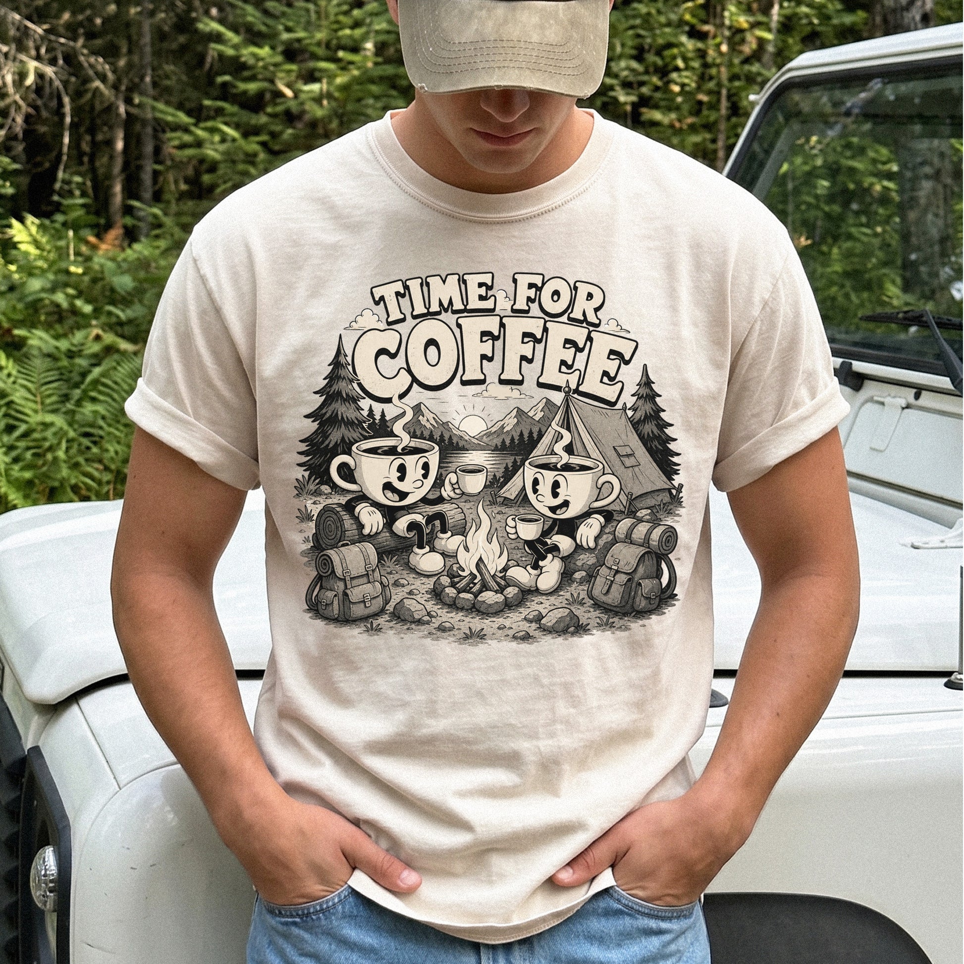 Time for Coffee Comfort Colors Shirt – Camping Coffee Tee