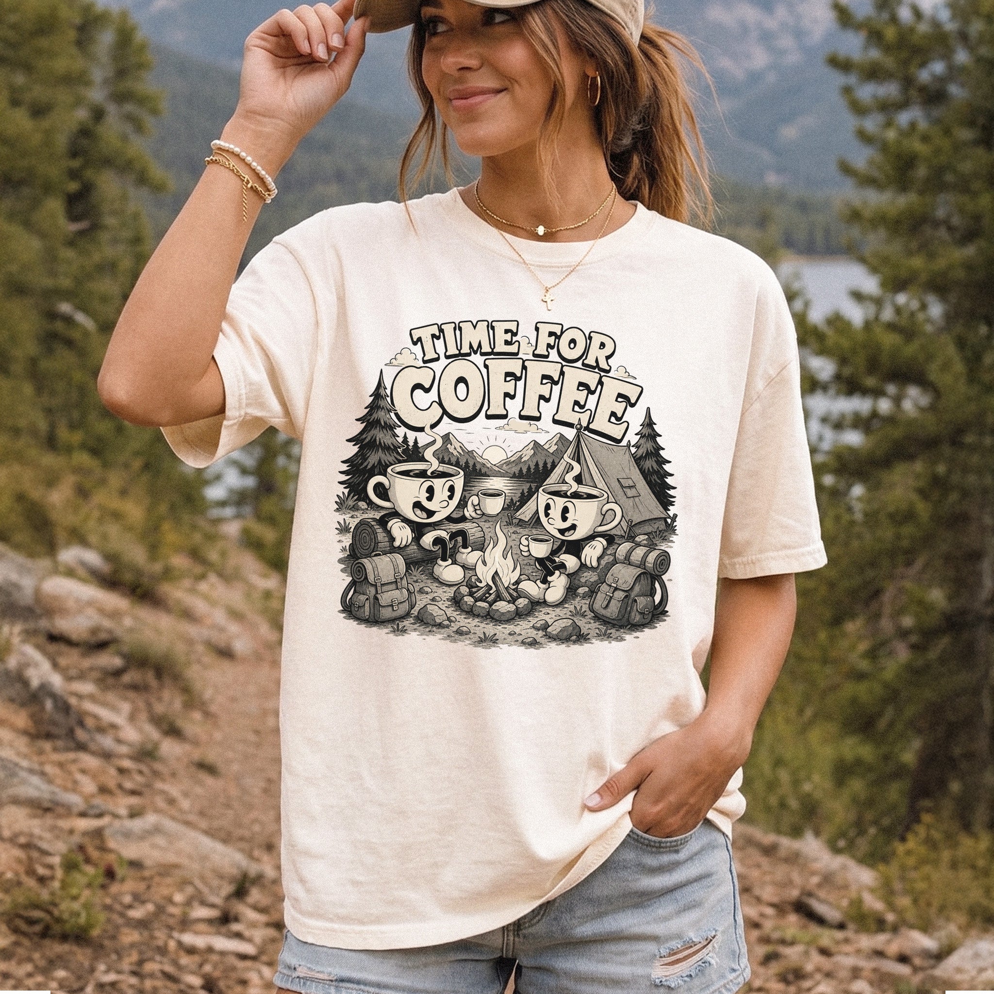 Time for Coffee Comfort Colors Shirt – Camping Coffee Tee
