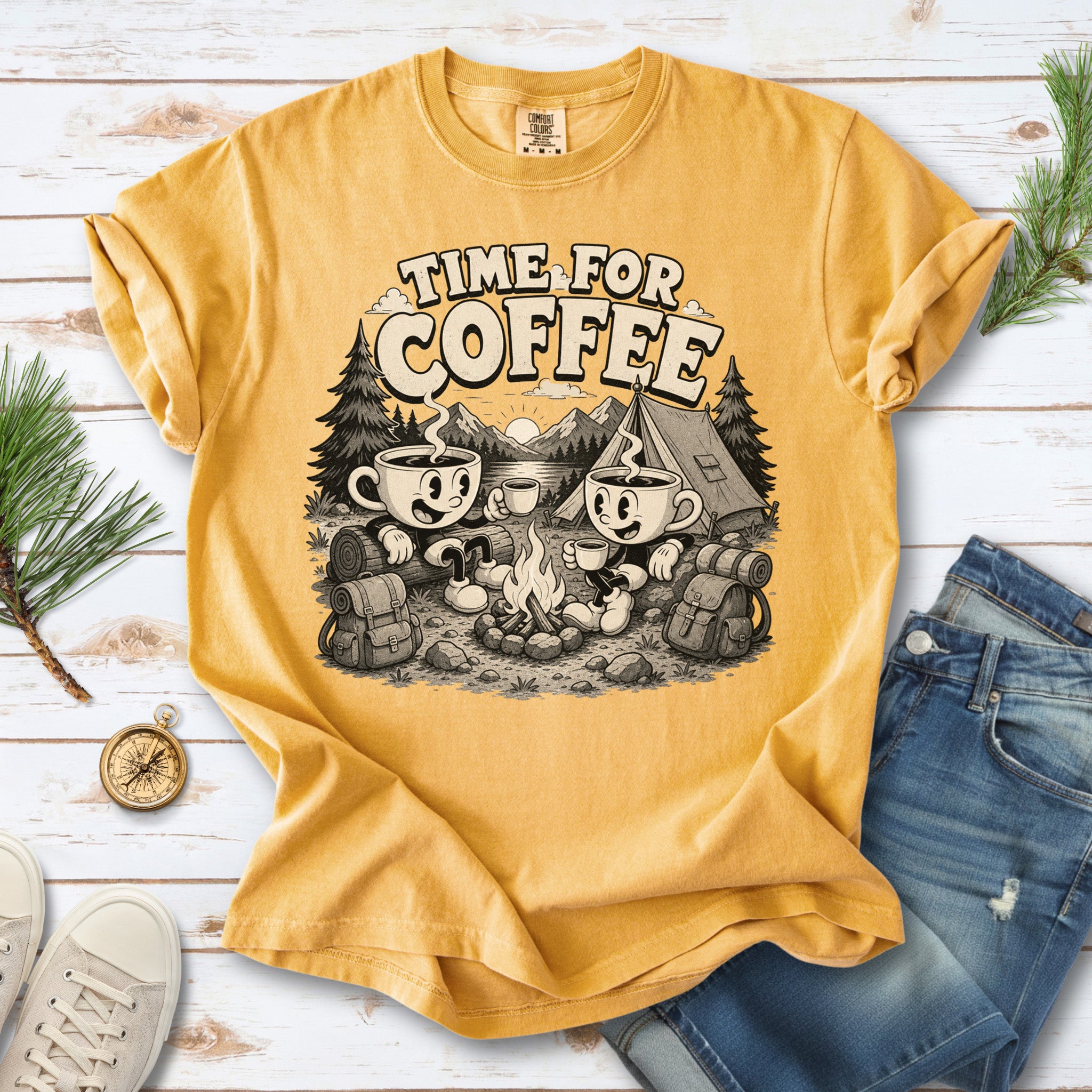 Time for Coffee Comfort Colors Shirt – Camping Coffee Tee