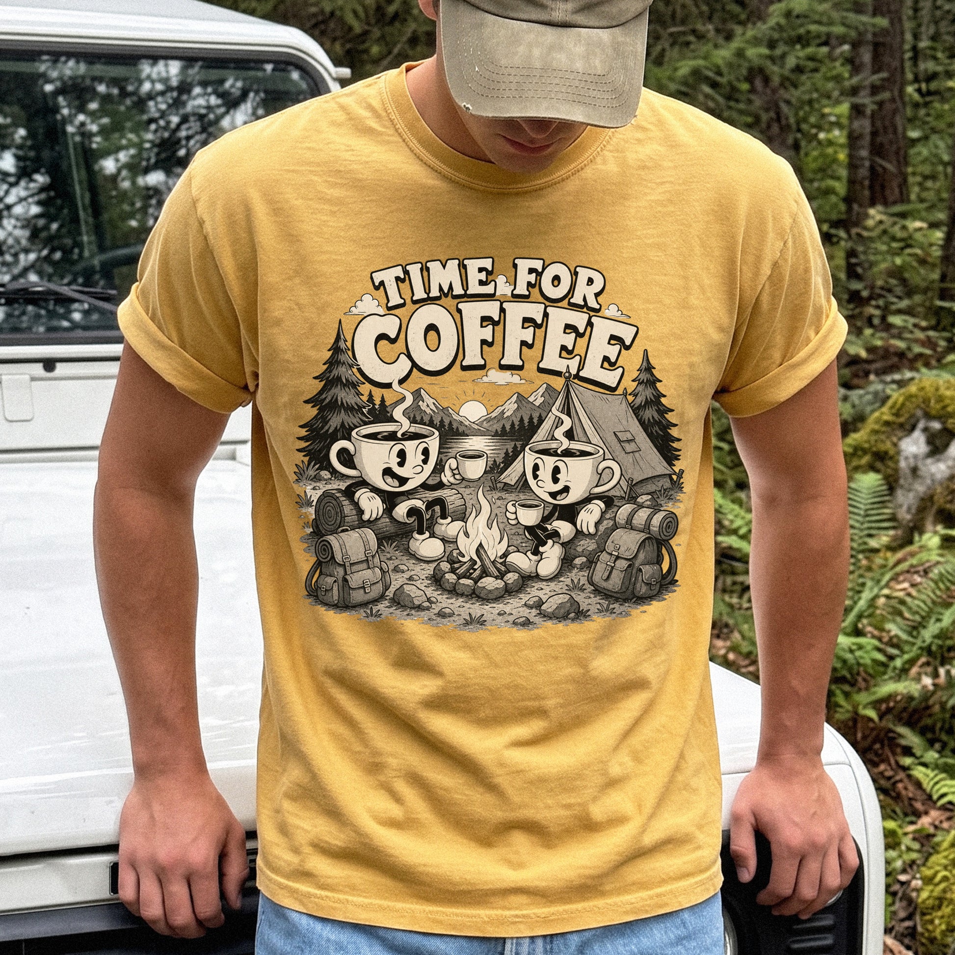 Time for Coffee Comfort Colors Shirt – Camping Coffee Tee