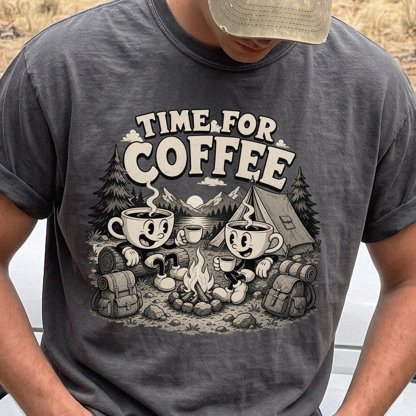 Time for Coffee Comfort Colors Shirt – Camping Coffee Tee