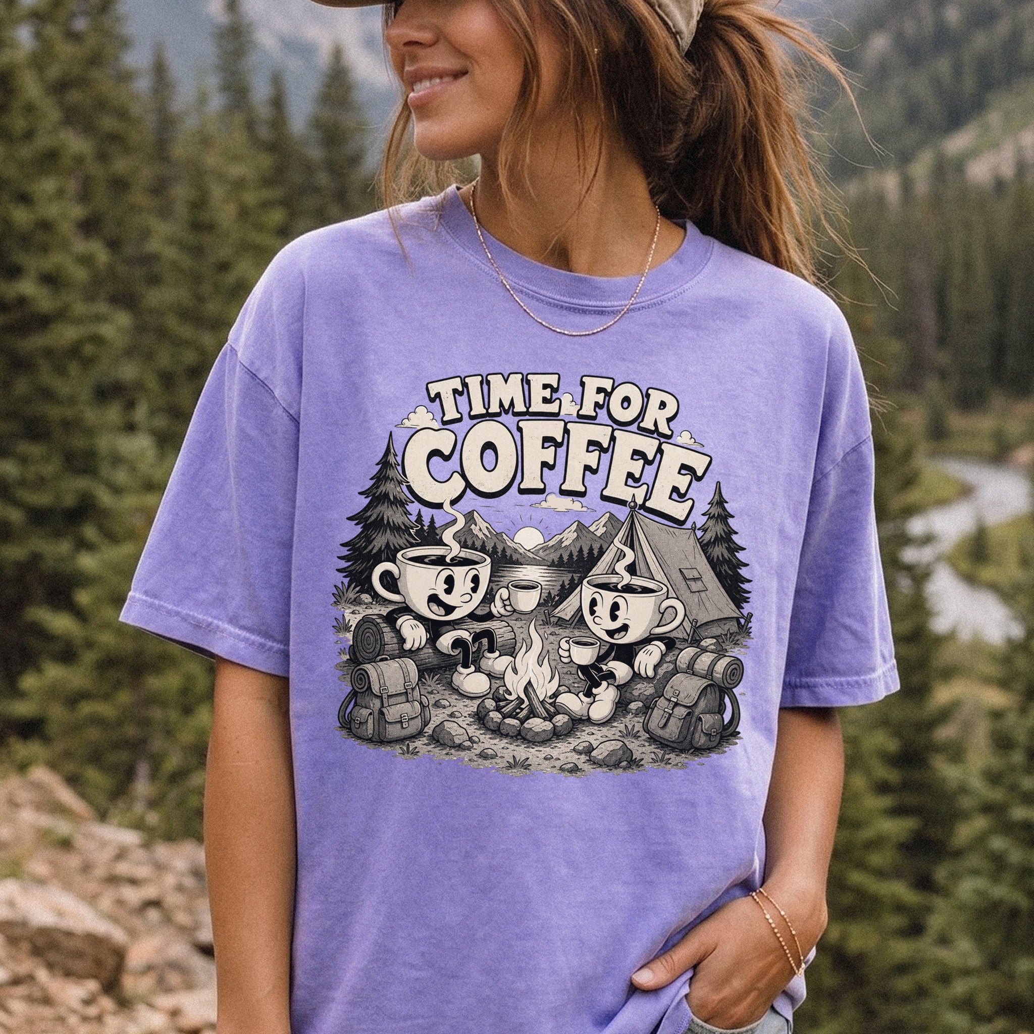 Time for Coffee Comfort Colors Shirt – Camping Coffee Tee