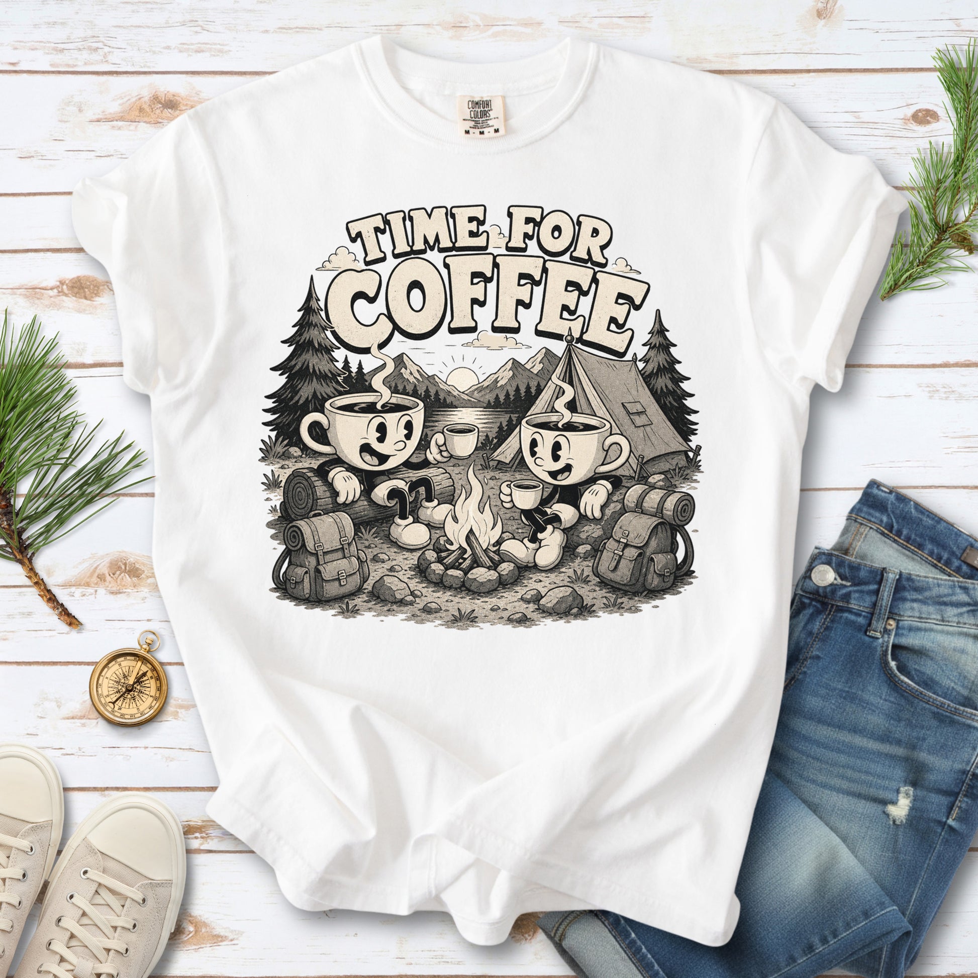 Time for Coffee Comfort Colors Shirt – Camping Coffee Tee