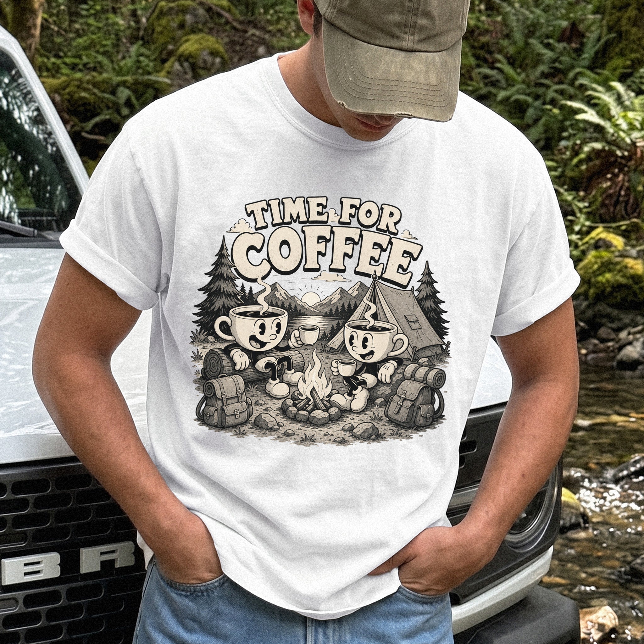 Time for Coffee Comfort Colors Shirt – Camping Coffee Tee