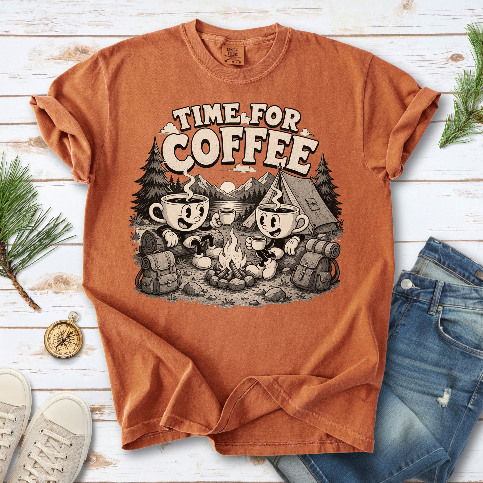 Time for Coffee Comfort Colors Shirt – Camping Coffee Tee