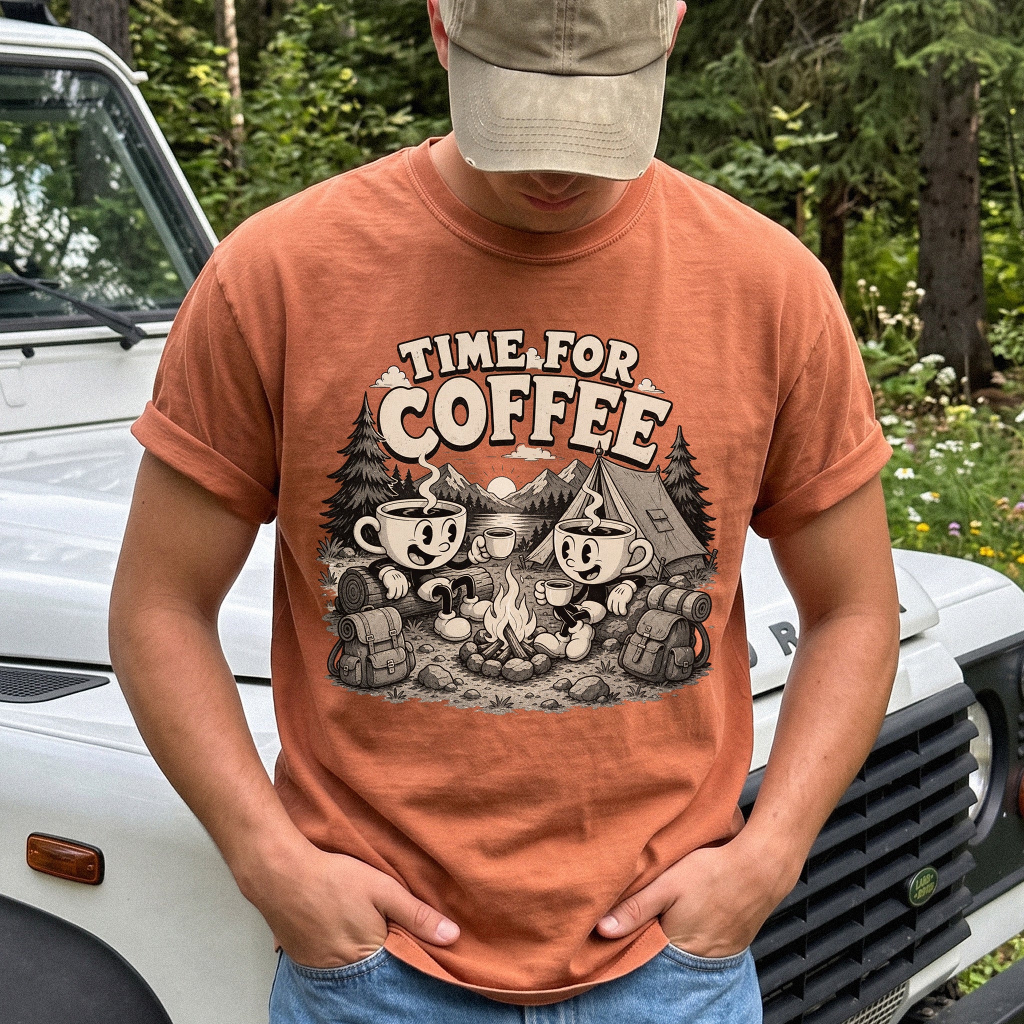 Time for Coffee Comfort Colors Shirt – Camping Coffee Tee