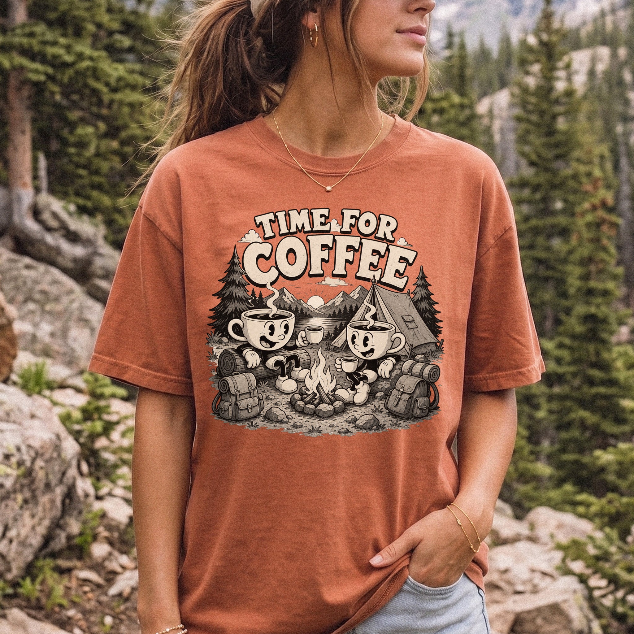 Time for Coffee Comfort Colors Shirt – Camping Coffee Tee