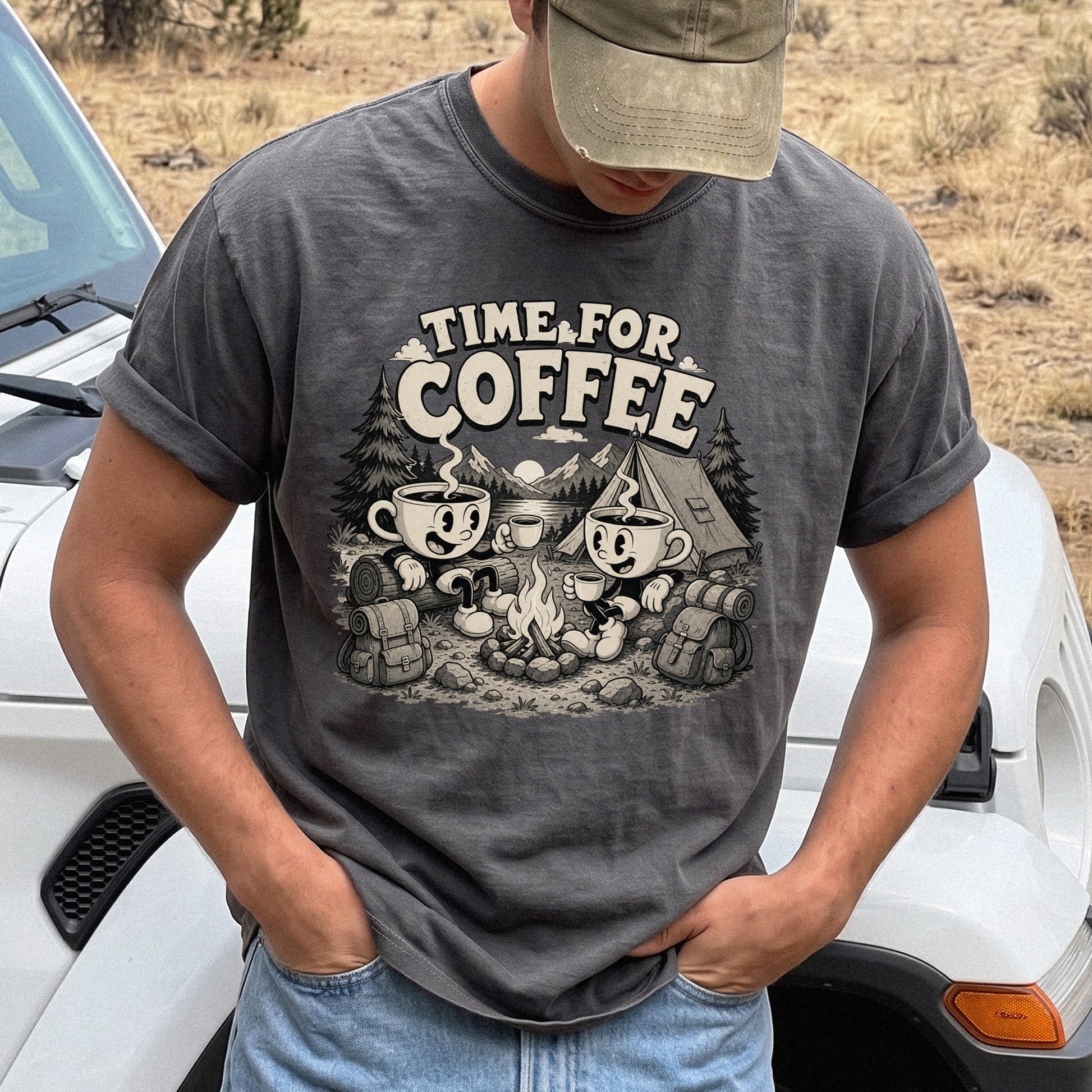 Time for Coffee Comfort Colors Shirt – Camping Coffee Tee